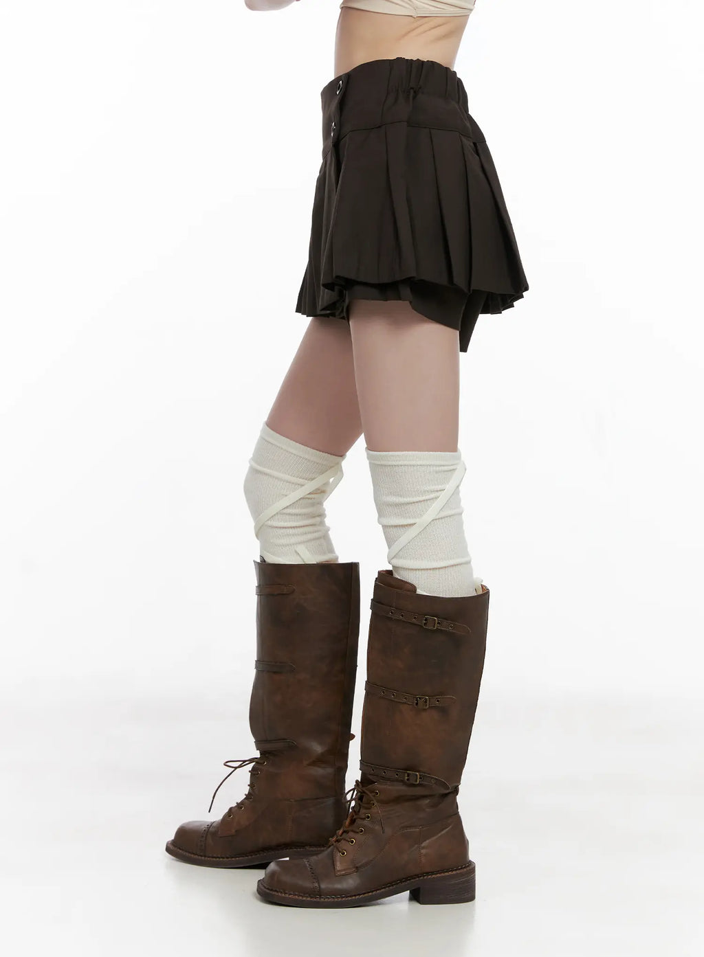 Side Button Pleated Mini Skort CG519