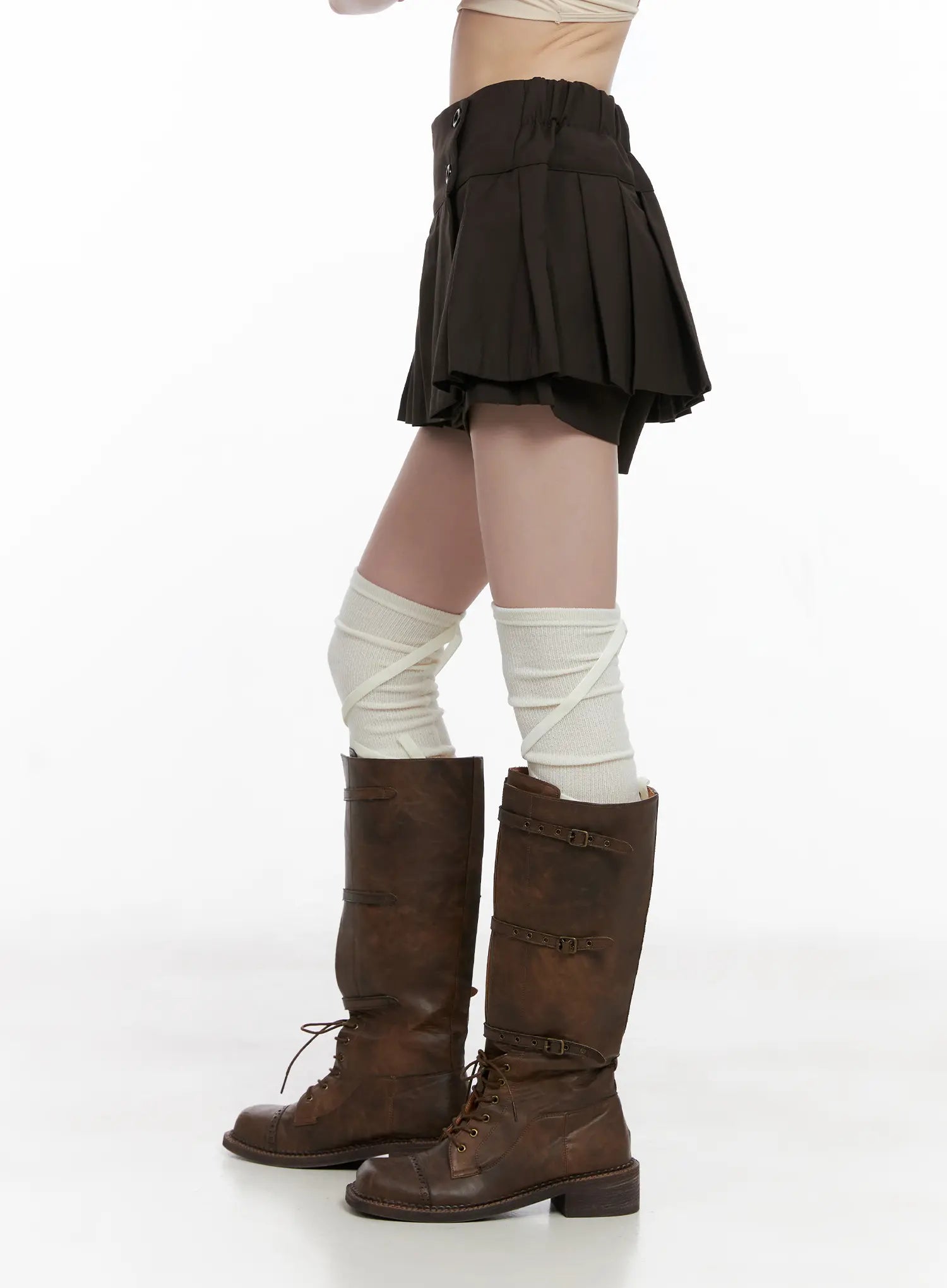 Side Button Pleated Mini Skort CG519