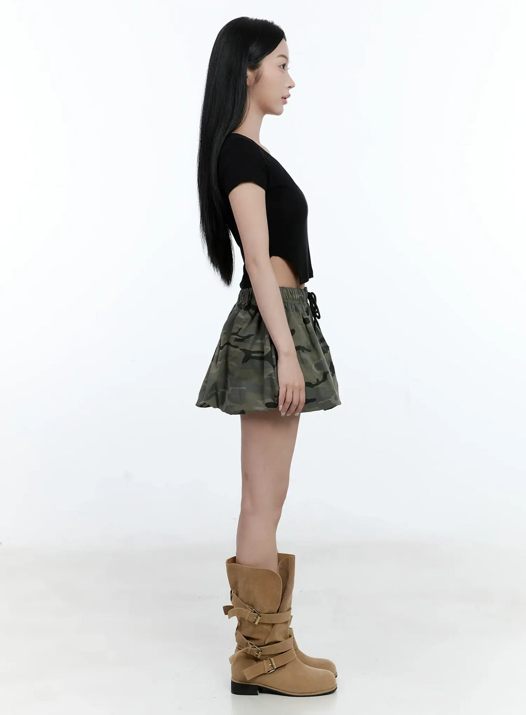 Camo Balloon Drawstring Mini Skirt CL530