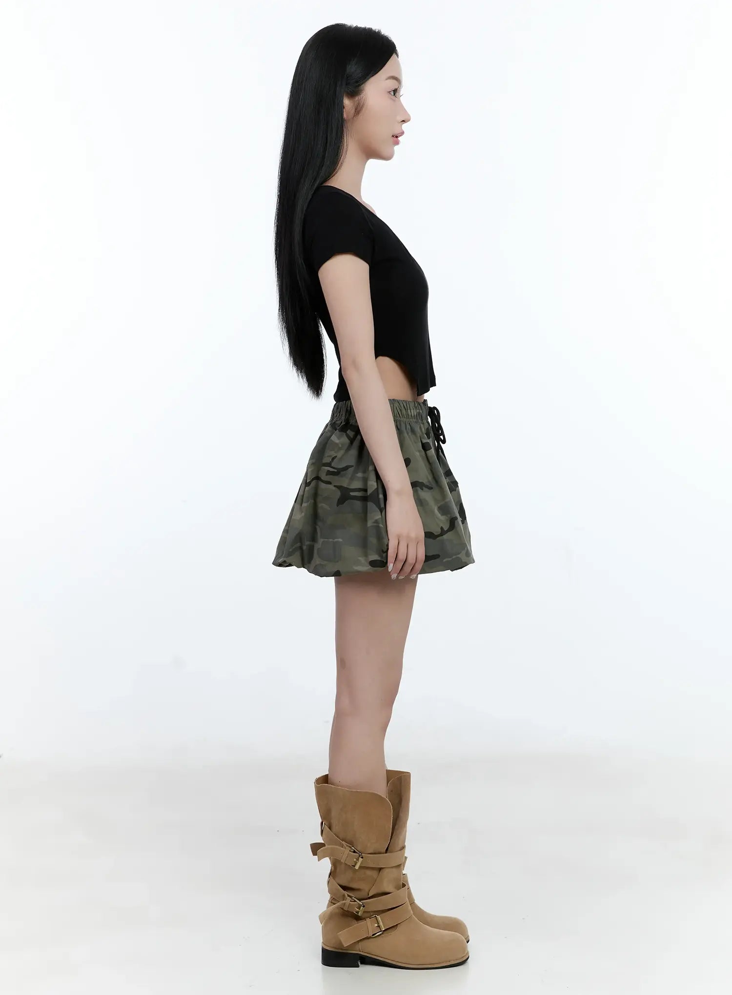 Camo Balloon Drawstring Mini Skirt CL530