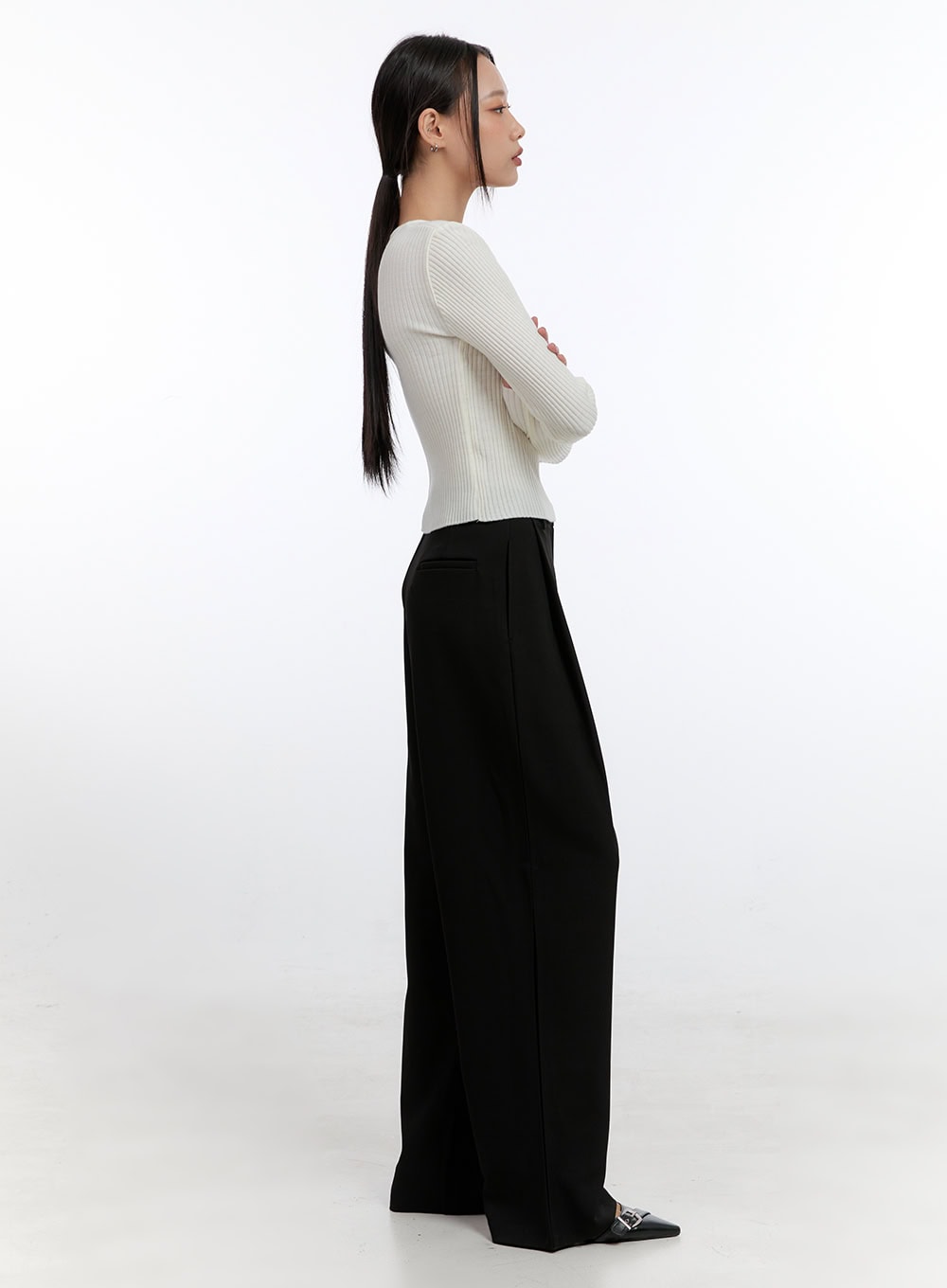 Square-Neck Solid Crop Top CN401