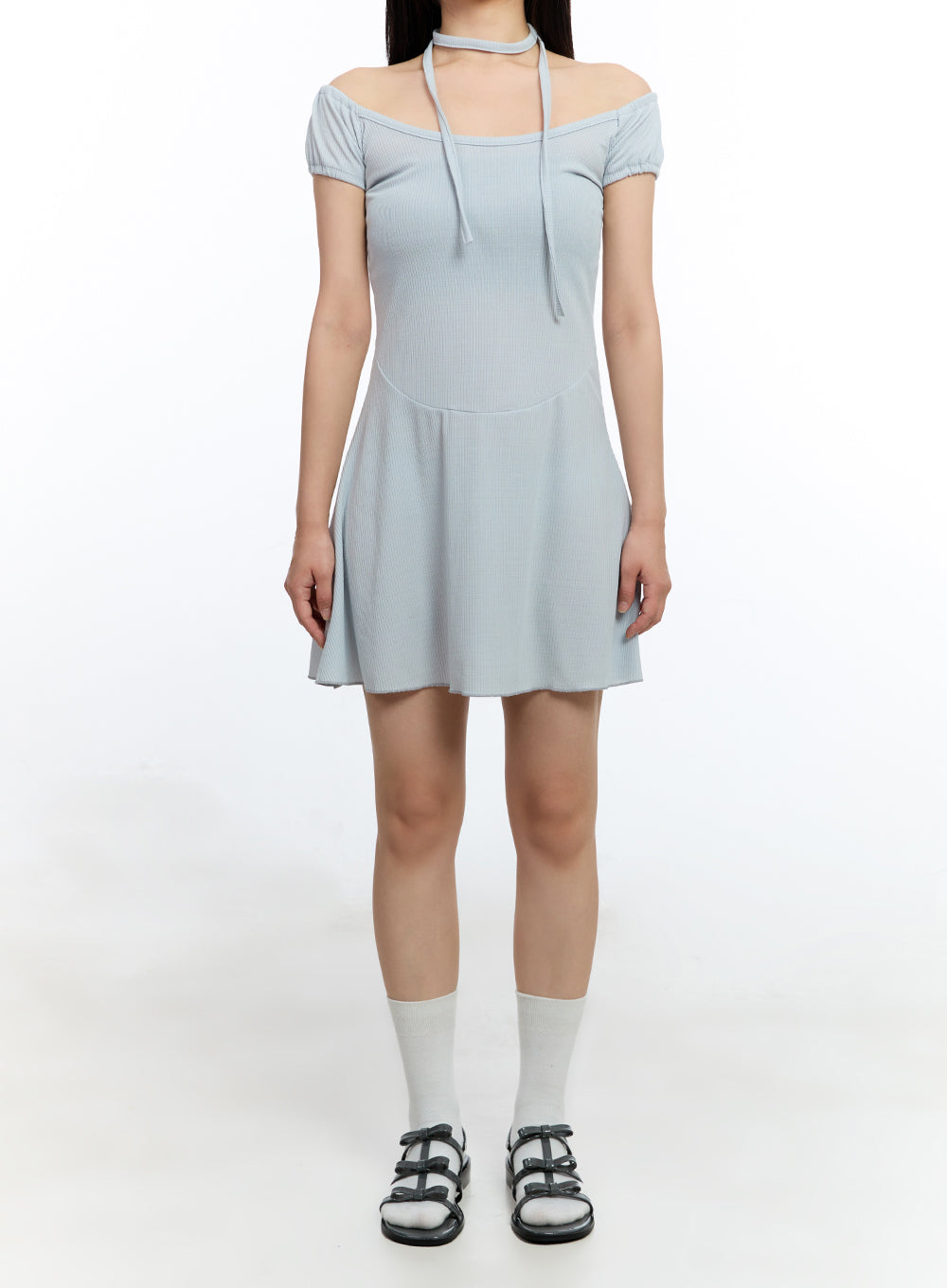 Flare Mini Dress with Scarf Set IU503