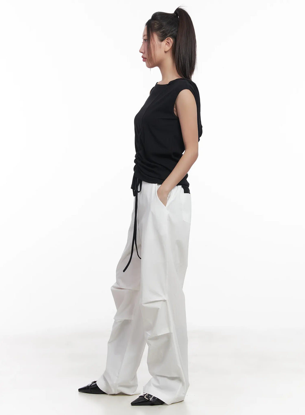 Asymmetric Hooded Sleeveless Top CU517