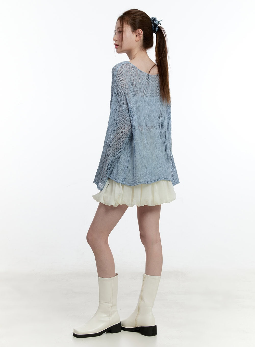 Cable Knit Sheer Loose-Fit Sweater CM521