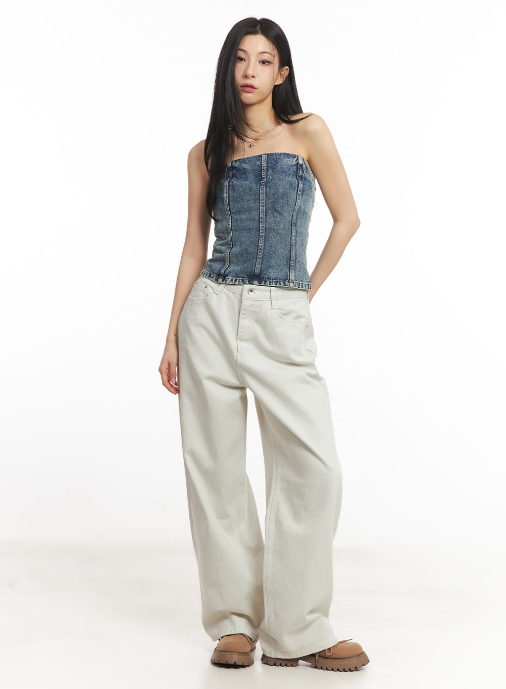 Urban Denim Stitched Tube Top CA503