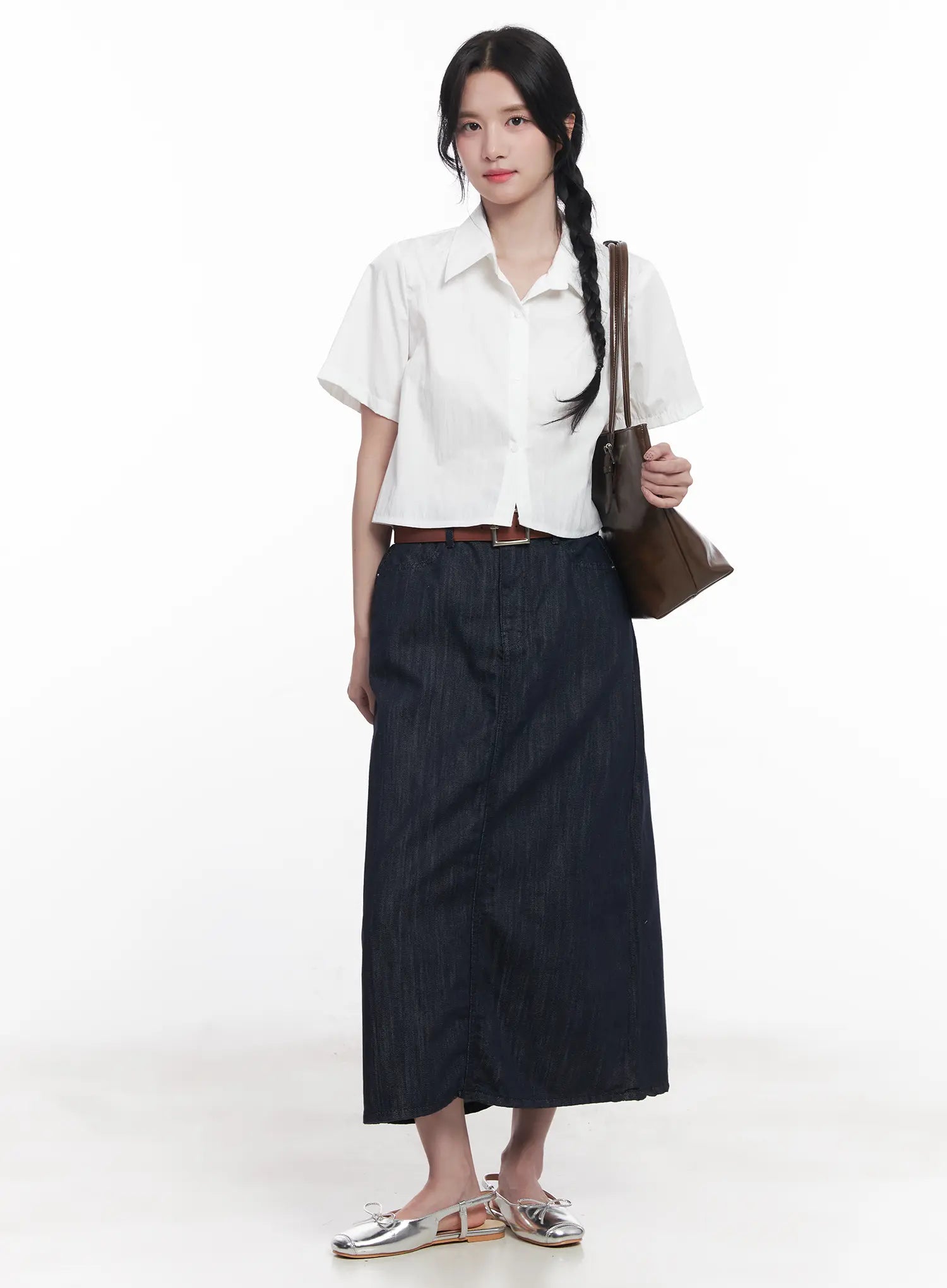 Short-Sleeve Cropped Collared Shirt CU525