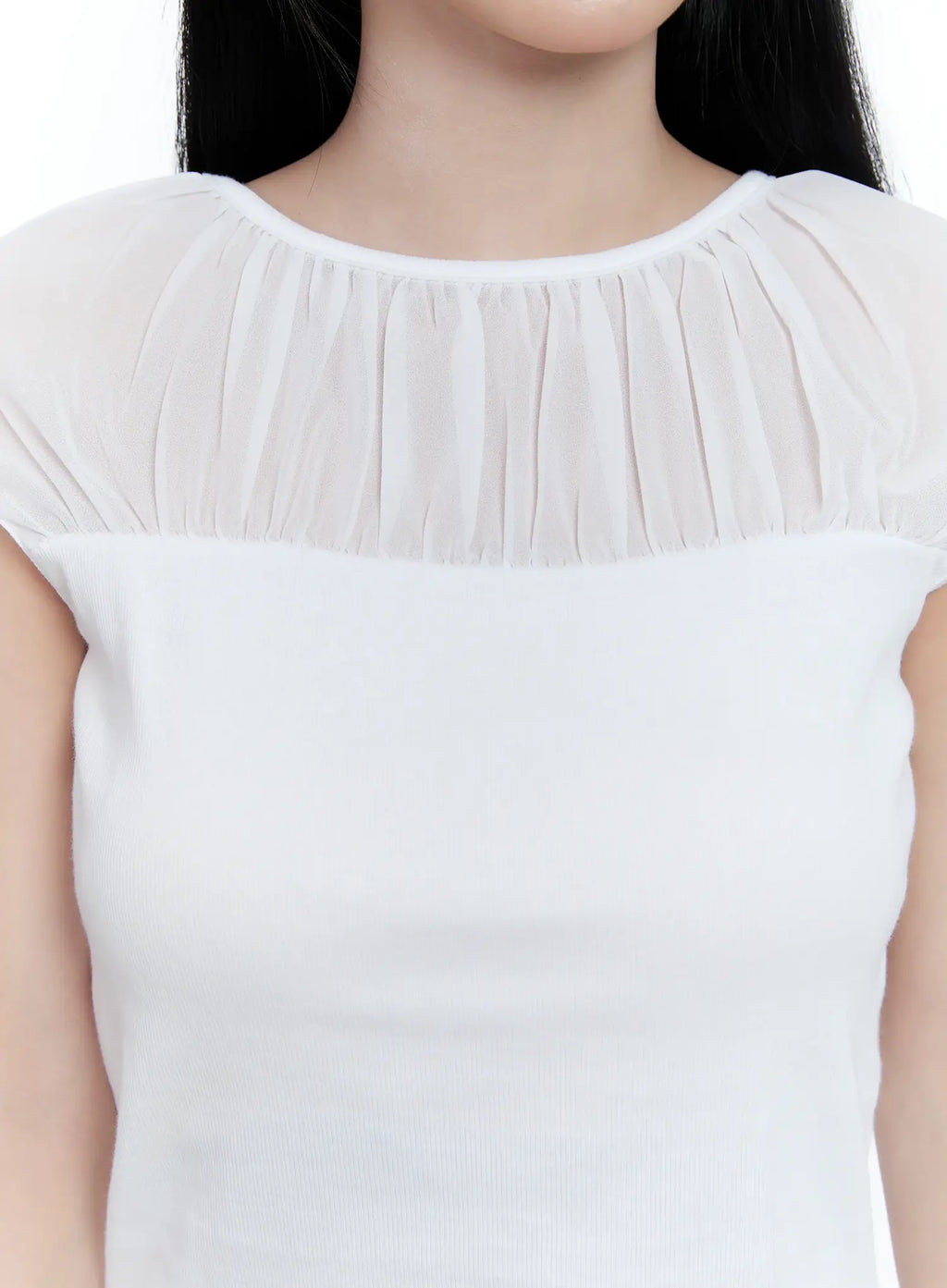 Sheer Cap-Sleeve Top CG501