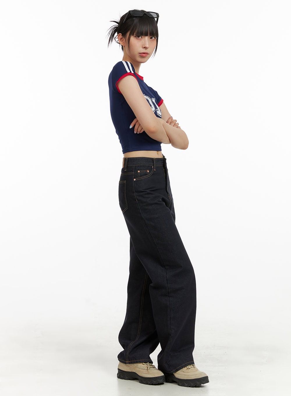 Indigo Stitched Straight Jeans CU424