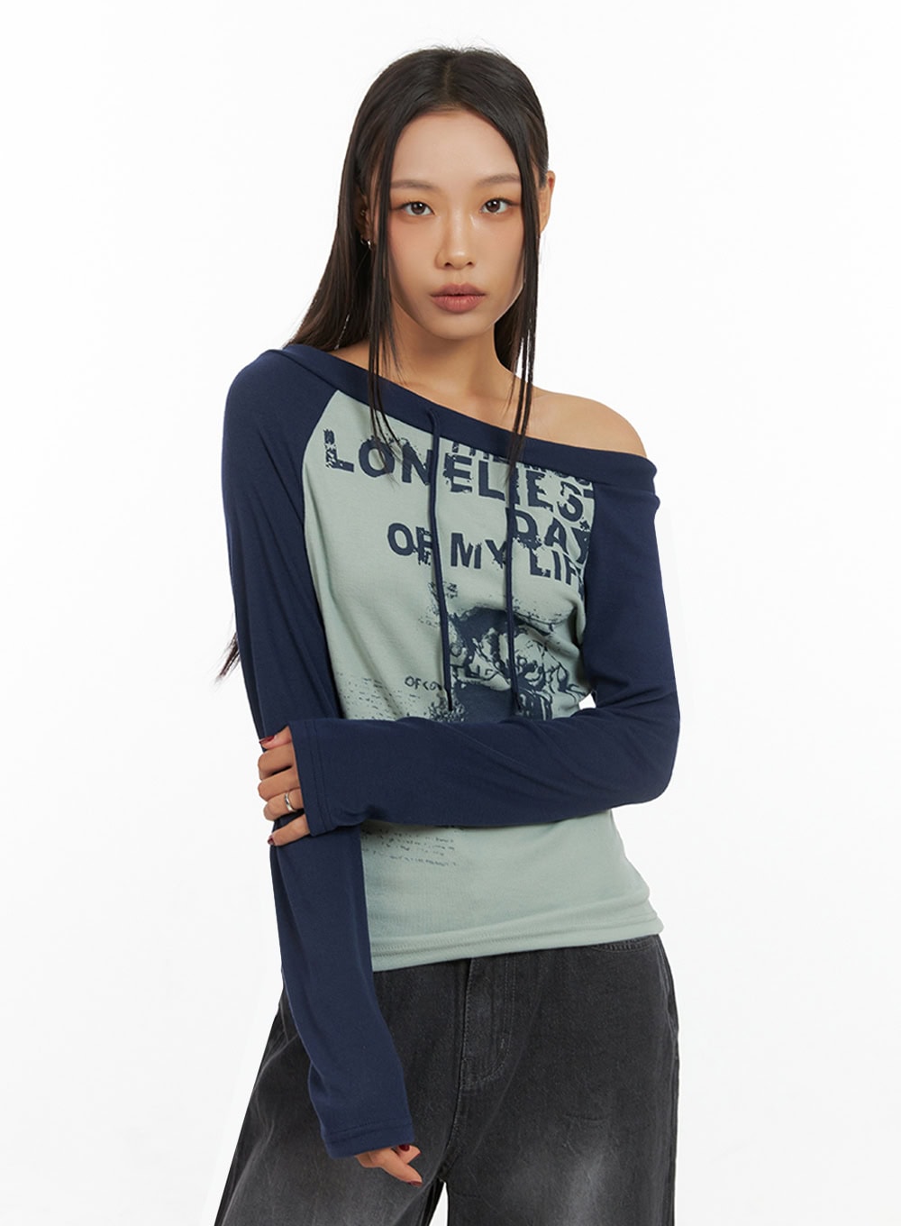 One-Shoulder Raglan Long Sleeve  IS427