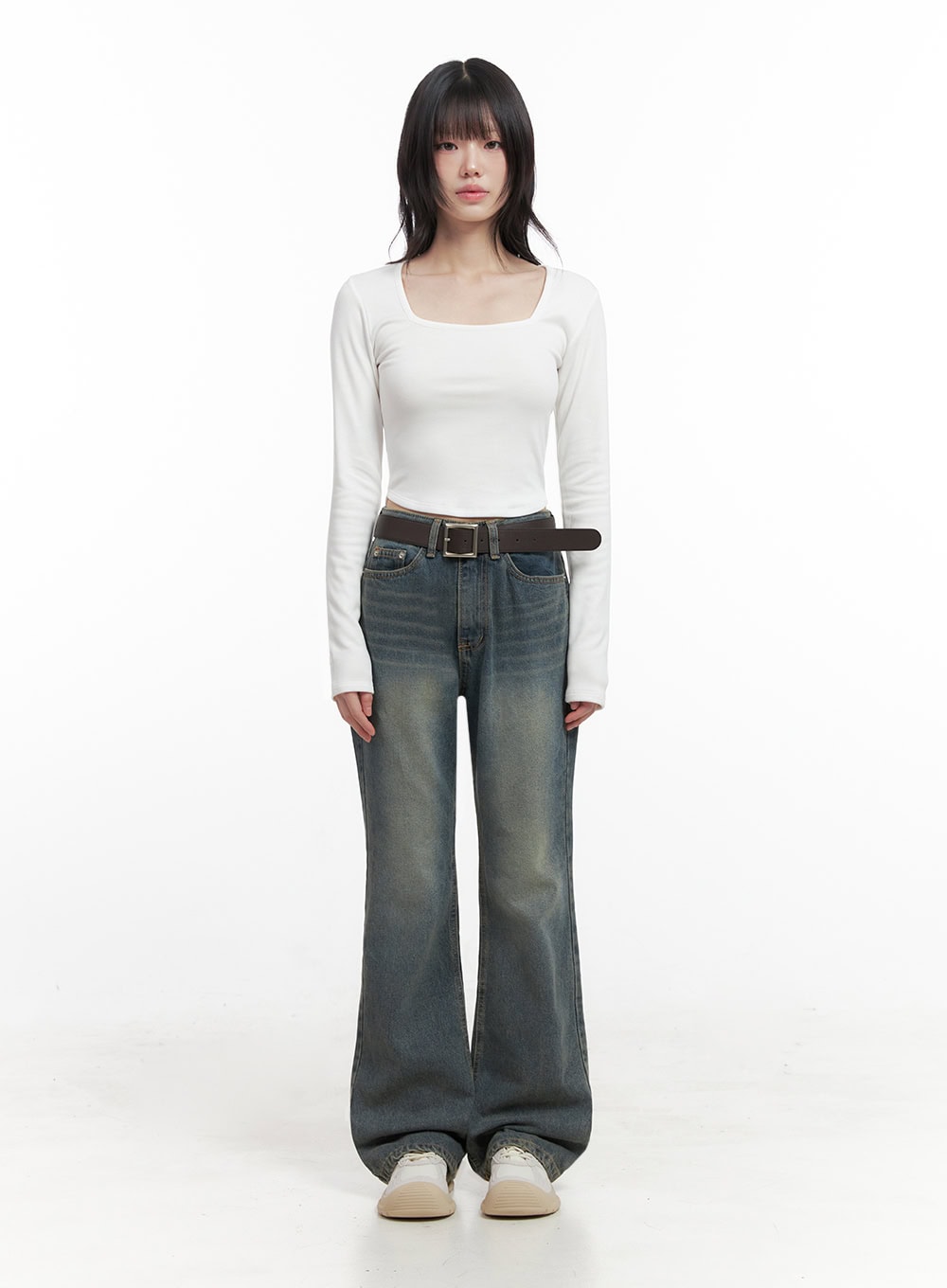 Asher Slimline Washed Bootcut Jeans ID402