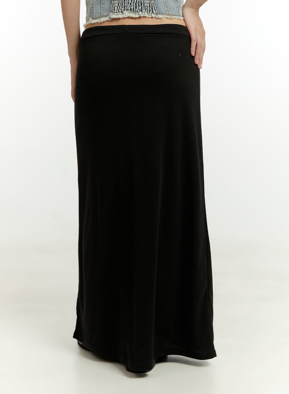 Solid Banded Maxi Skirt CU428