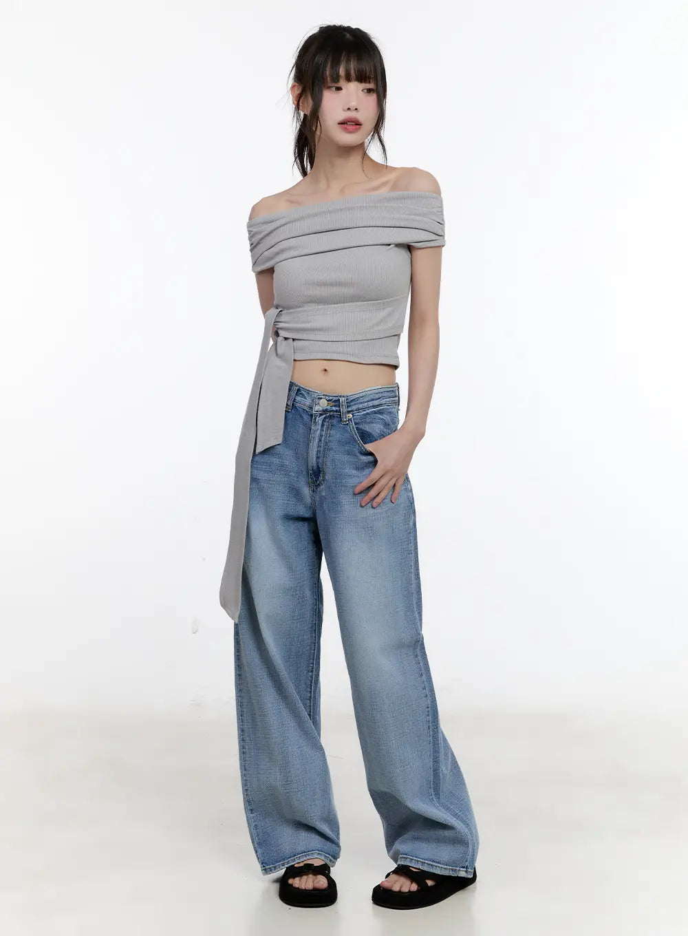 Off-Shoulder Tie Wrap Top CL504