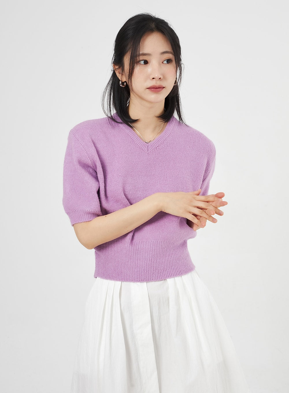 Half Sleeve V-Neck Sweater OA305