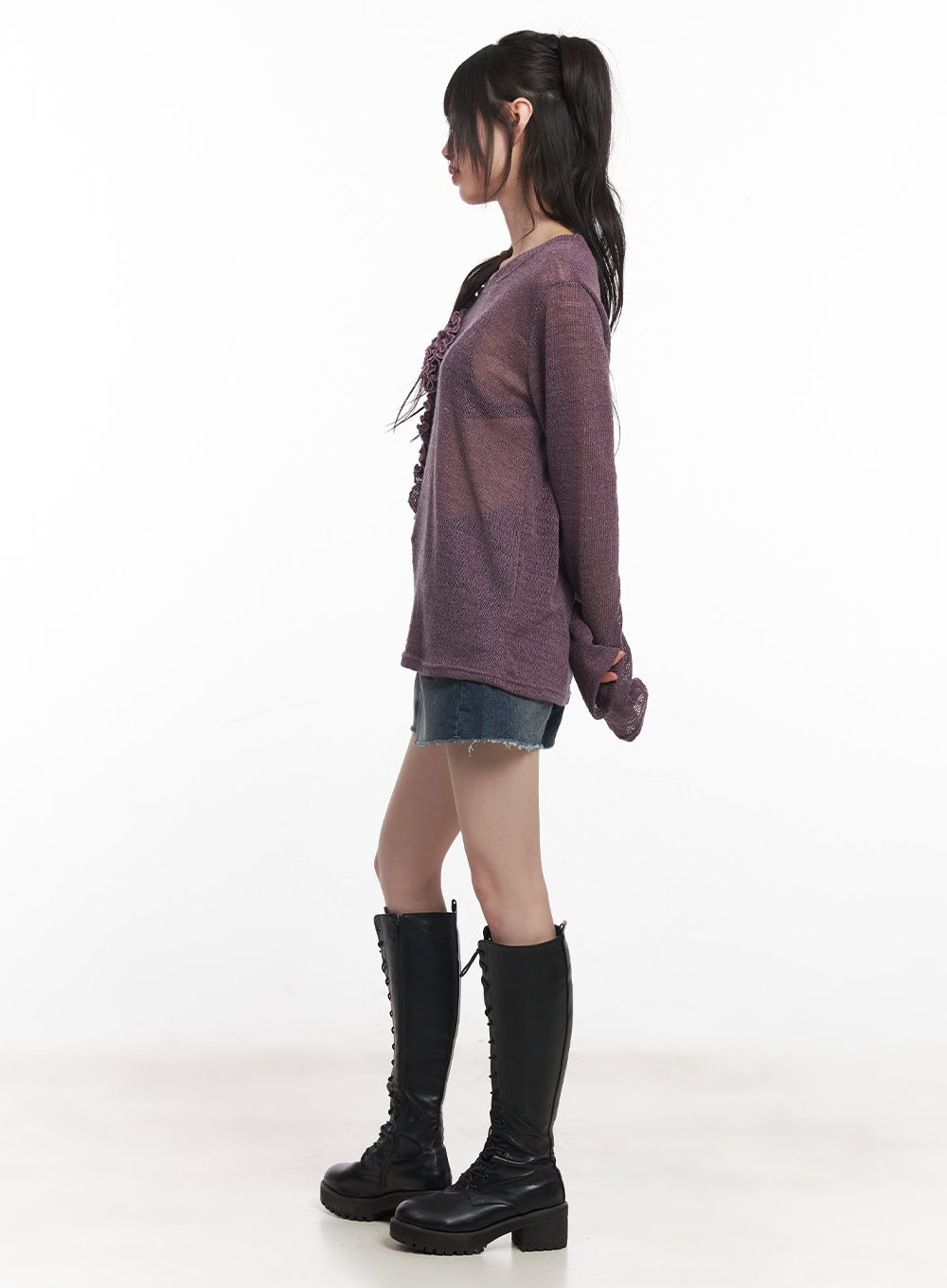 Sheer Loose-Fit Flower Sweater CY520