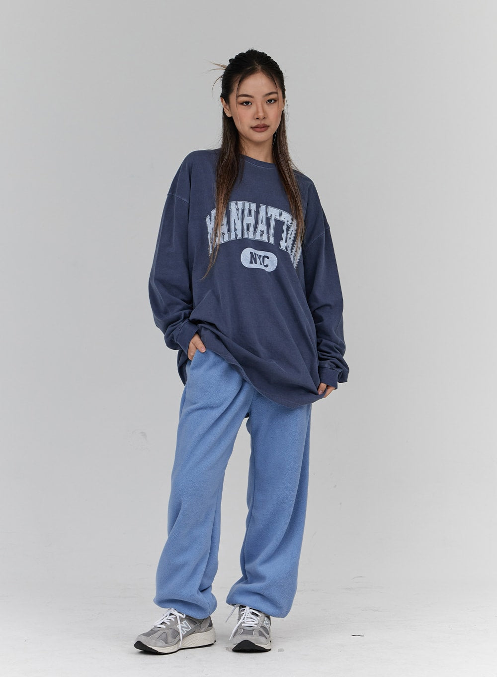 Lettering Print Oversize Long Sleeve T-Shirt Unisex CN21