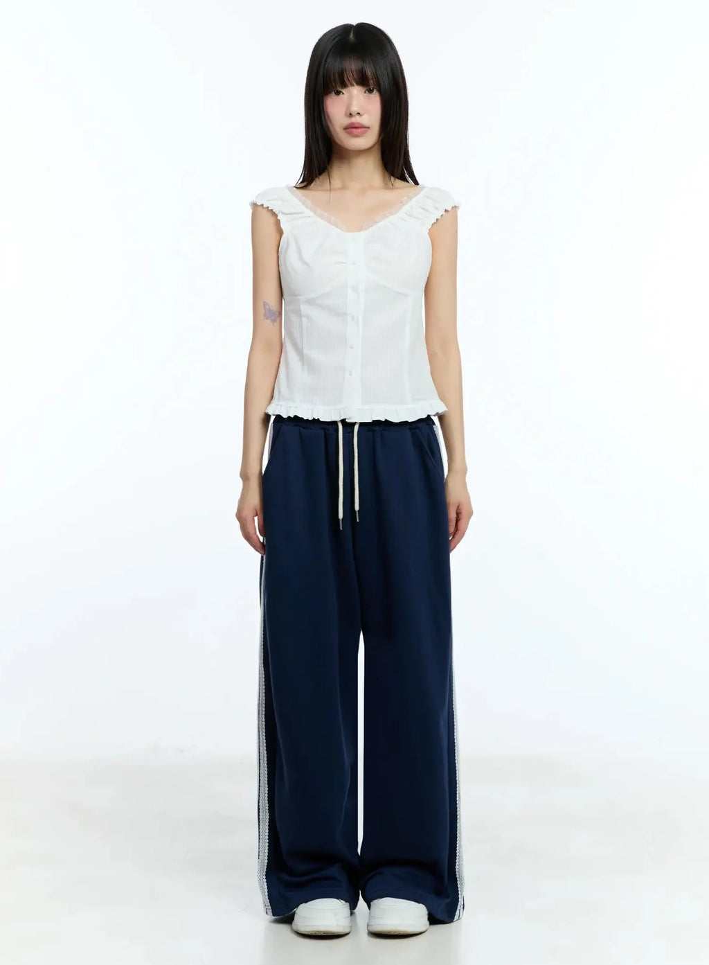 Frill-Trim Sleeveless Blouse IU525