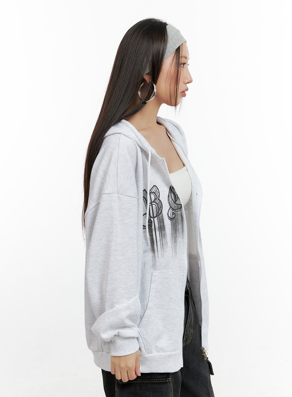Graphic Zip-Up Hoodie CN406
