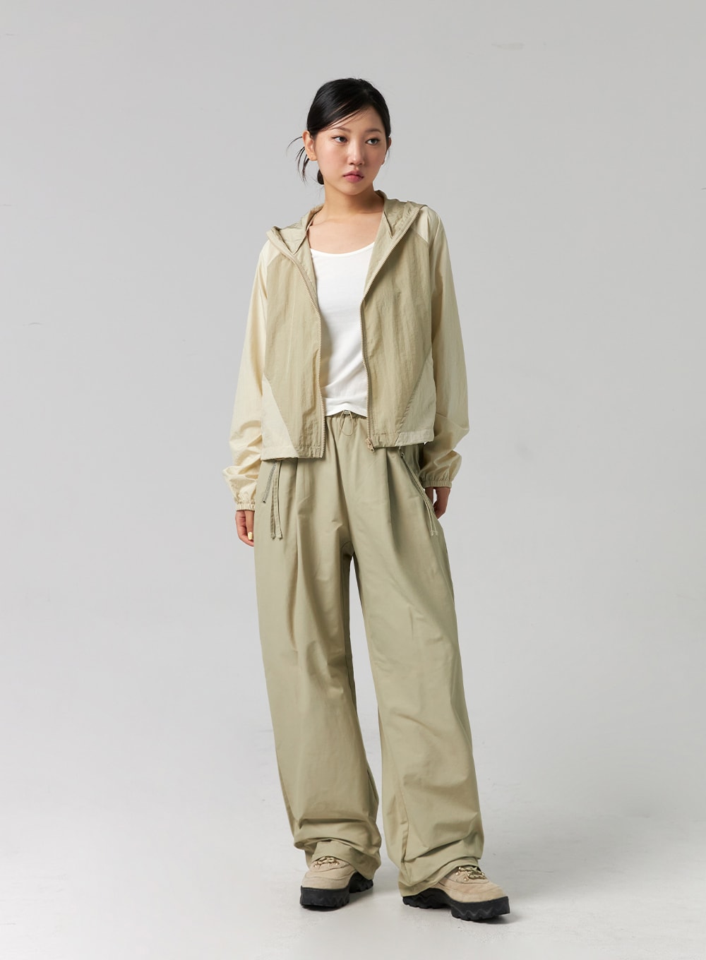 Elastic Waist Nylon Wide-Leg Pants CG329