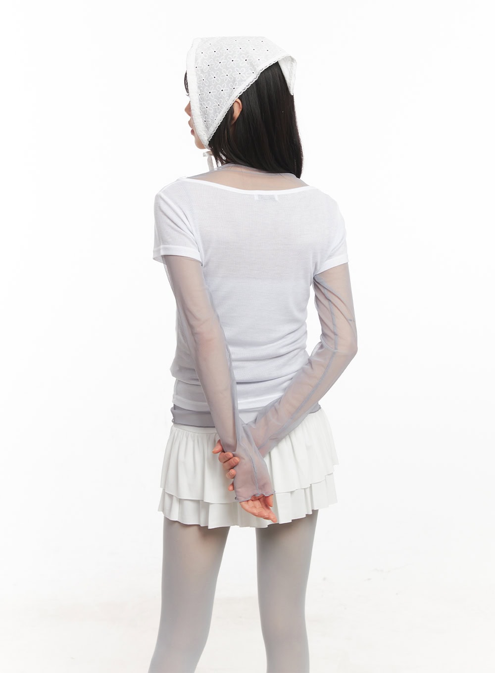 Sheer Flower Graphic Top CA522