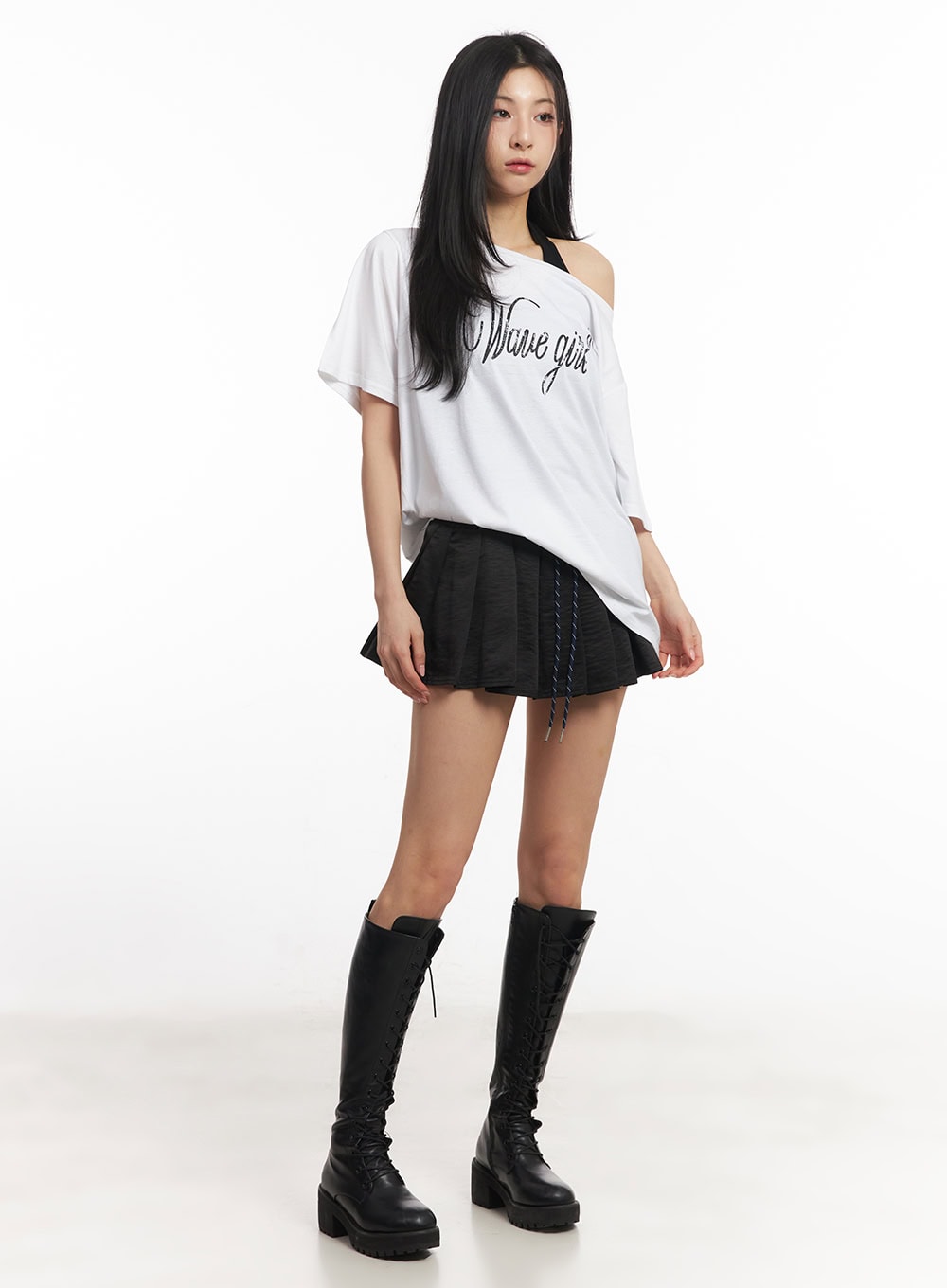 Graphic One-Shoulder Oversize T-Shirt CA503