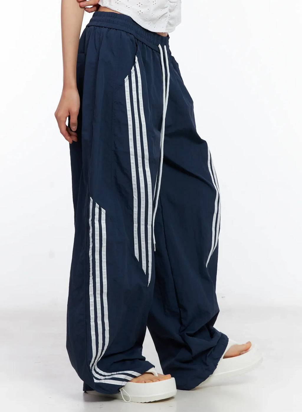 Wide-Leg Drawstring Track Pants CL529