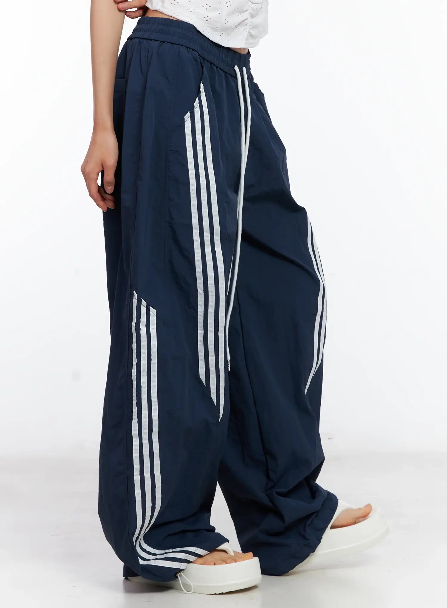 Wide-Leg Drawstring Track Pants CL529
