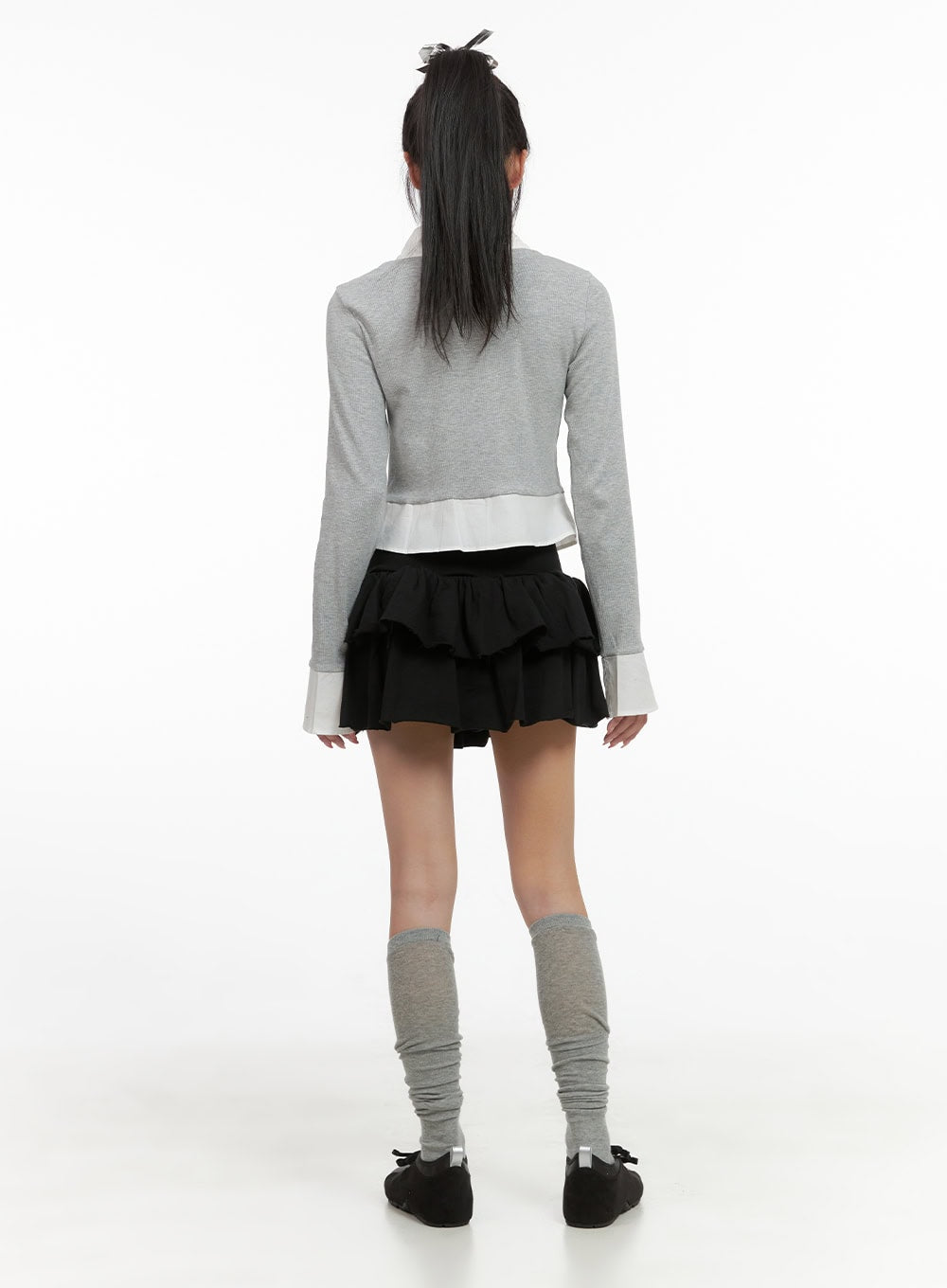 Ruffle Banded Cotton Mini Skirt CS403