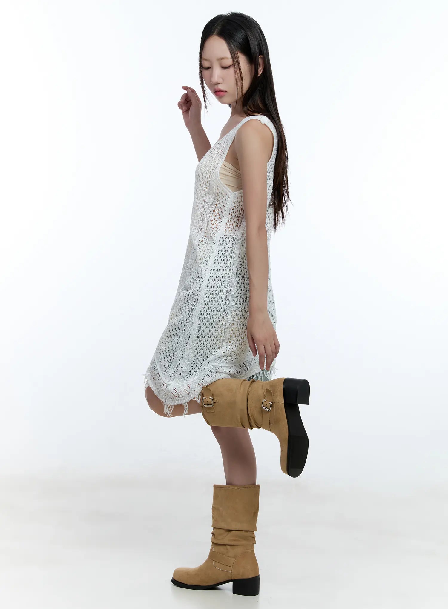 Tassel Asymmetric Midi Dress CU527