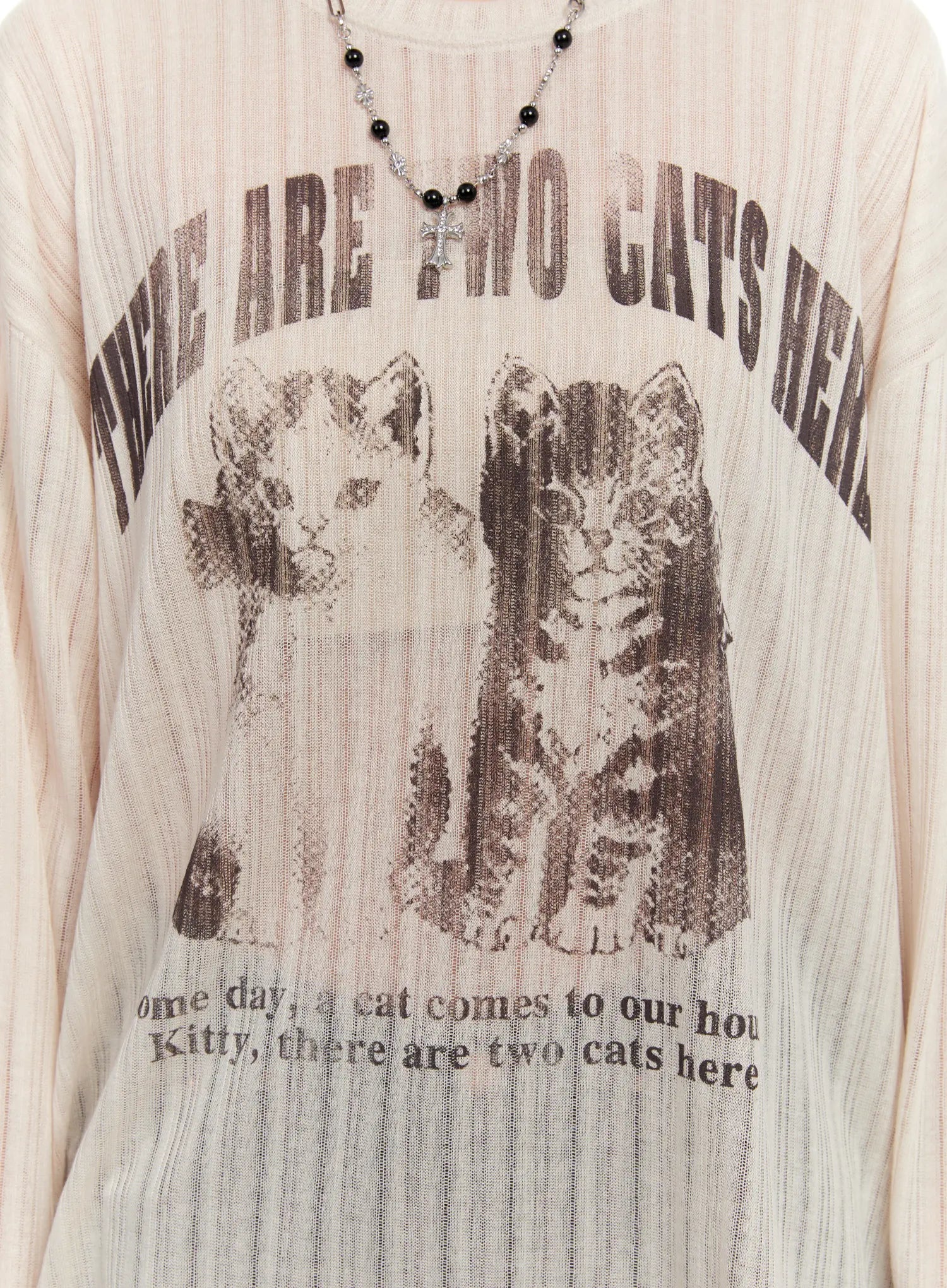 Graphic Oversized Sheer Long Sleeve Top CS530