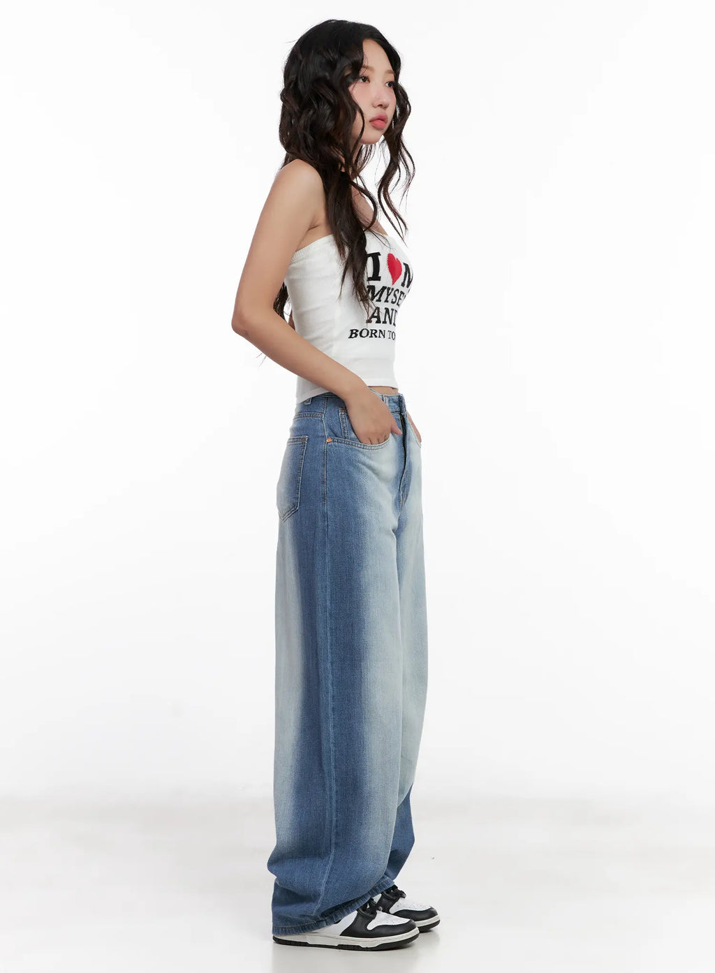 Yumi Washed Wide-Leg Denim Jeans CL521