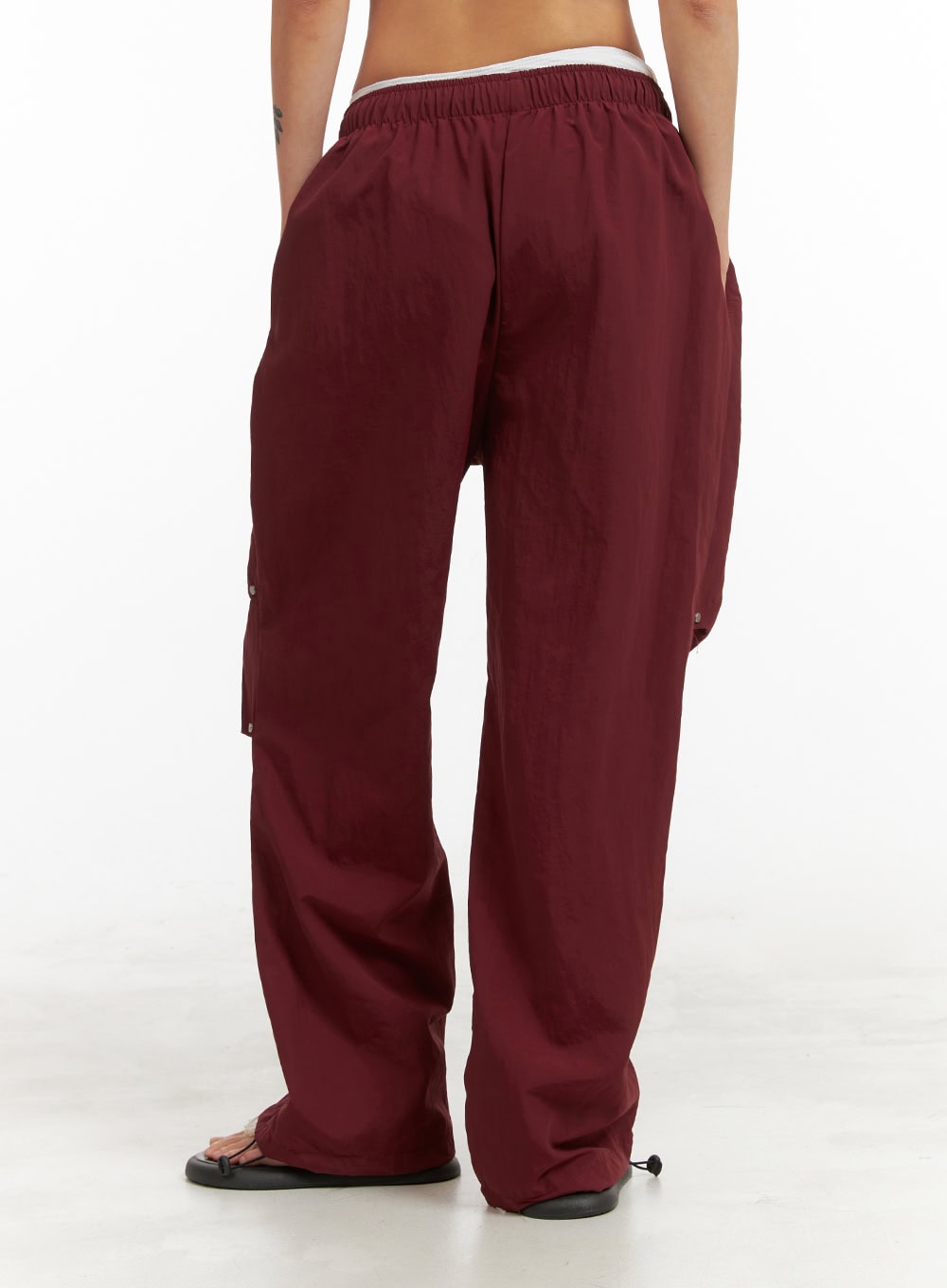 Pintuck Nylon Wide Leg Pants OY408