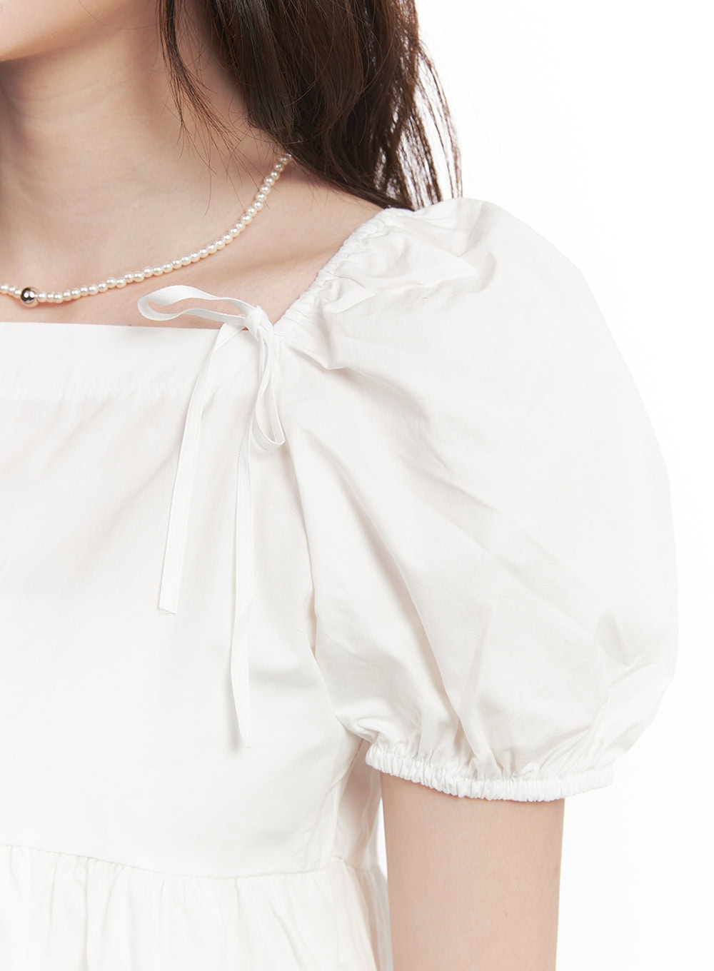 Lovely Ribbon Puff-Sleeve Blouse Top CA501