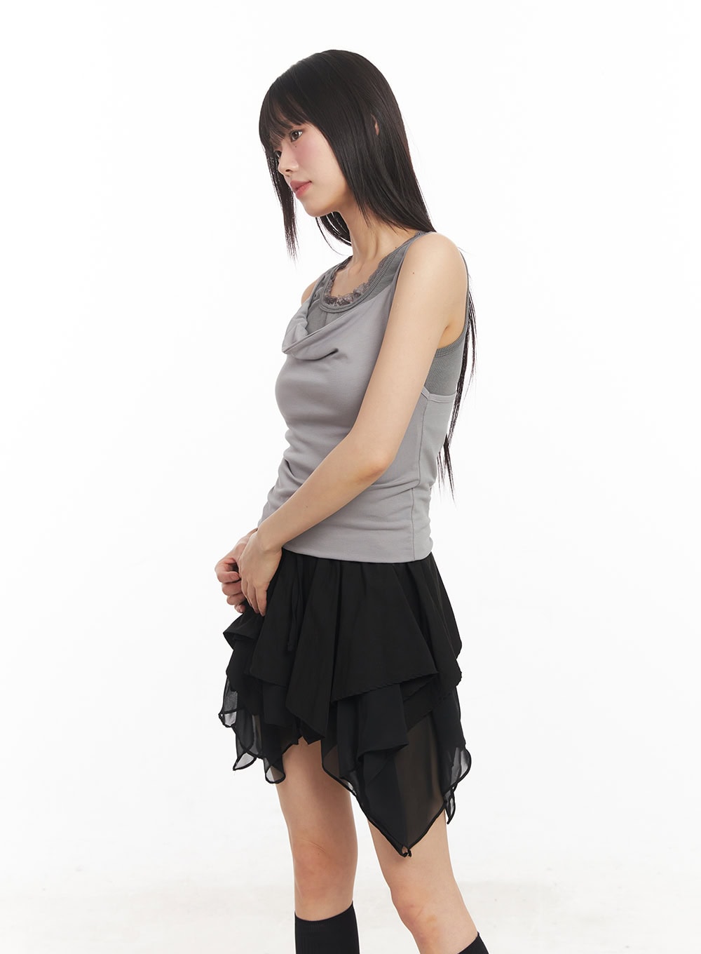 Slim-Fit Layered Lace Tank Top CA523