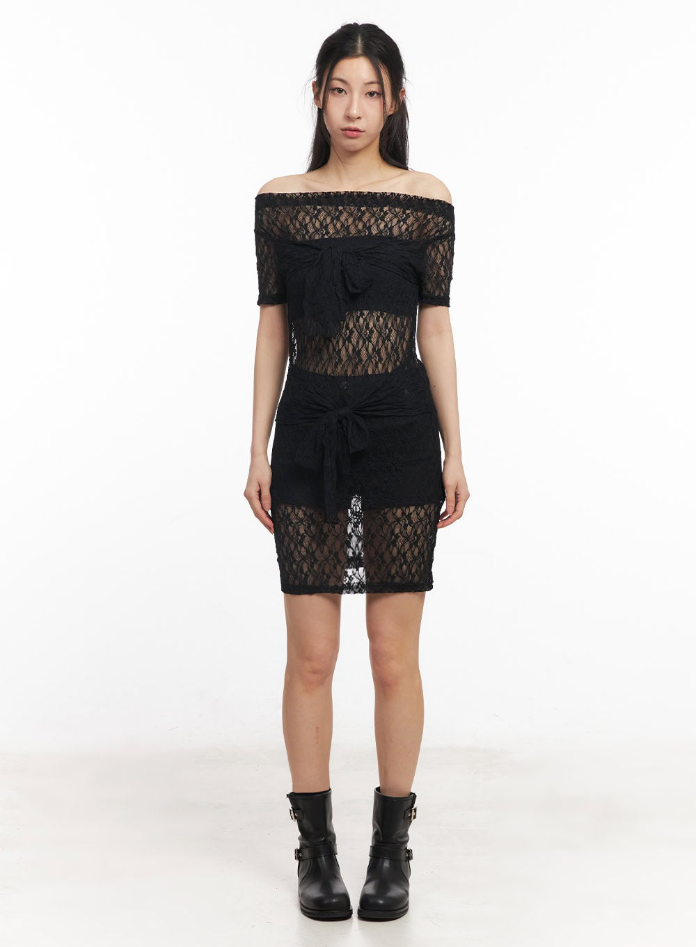 Lace Off-Shoulder Mini Dress IU509