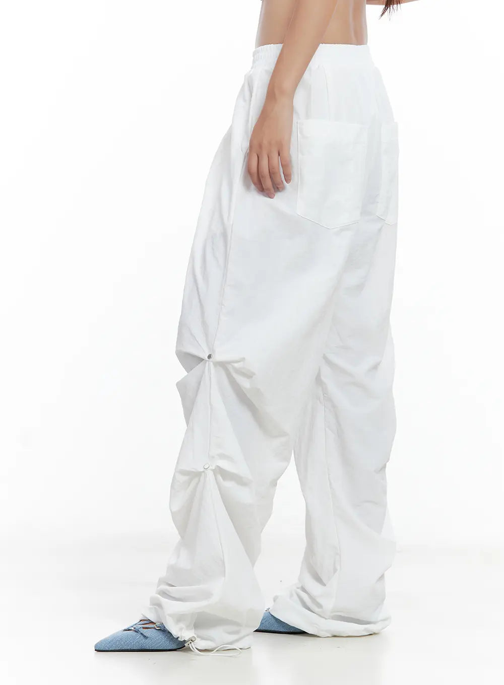 Pintuck Rivet Wide-Leg Joggers CL508