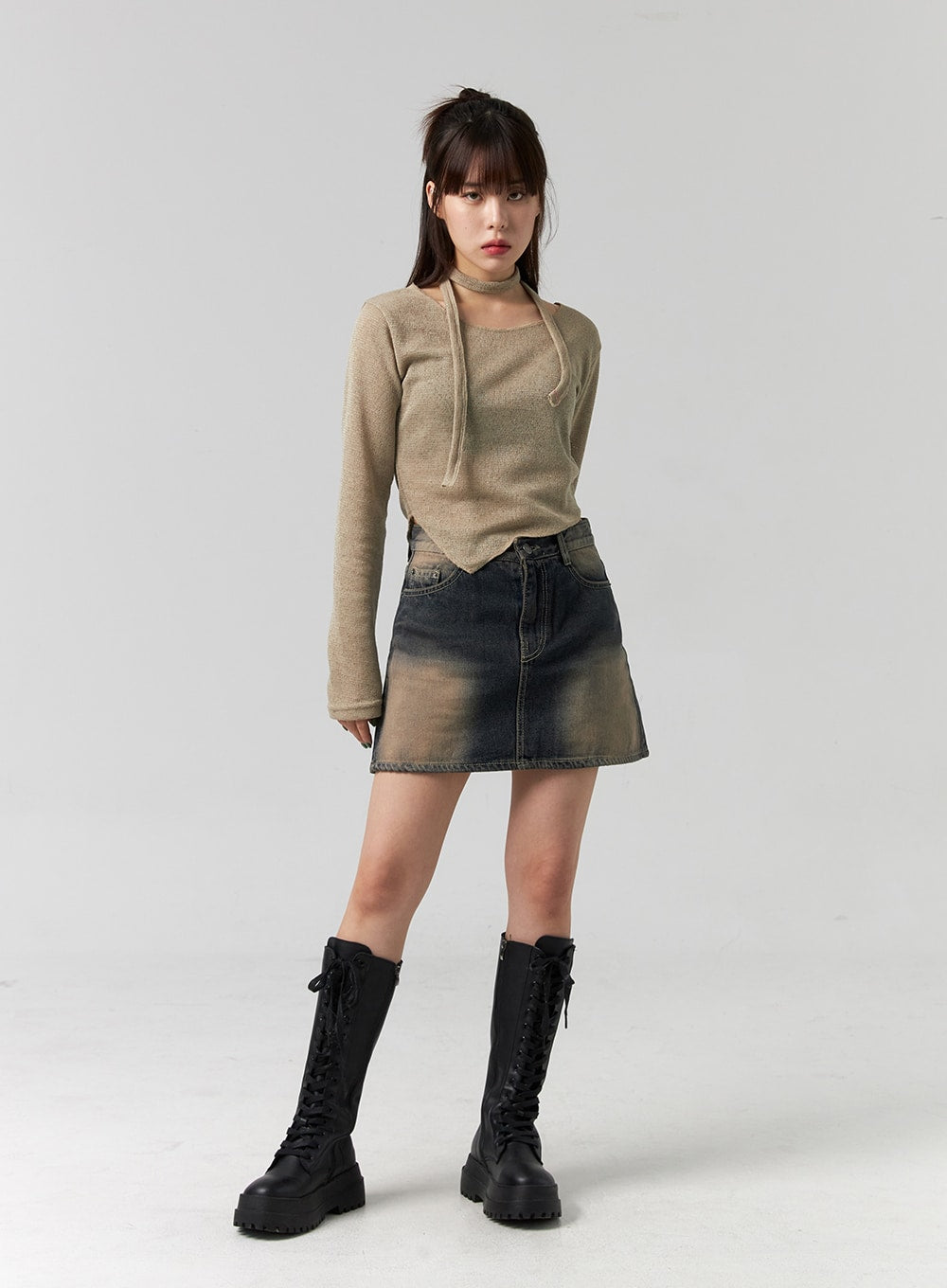 Washed Denim Mini Skirt CG330