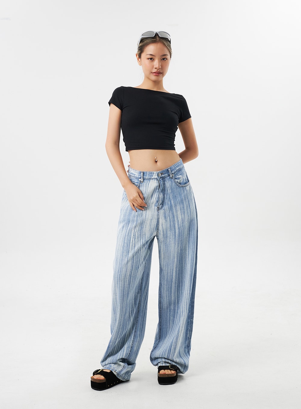 Stripe Baggy Jeans CU302