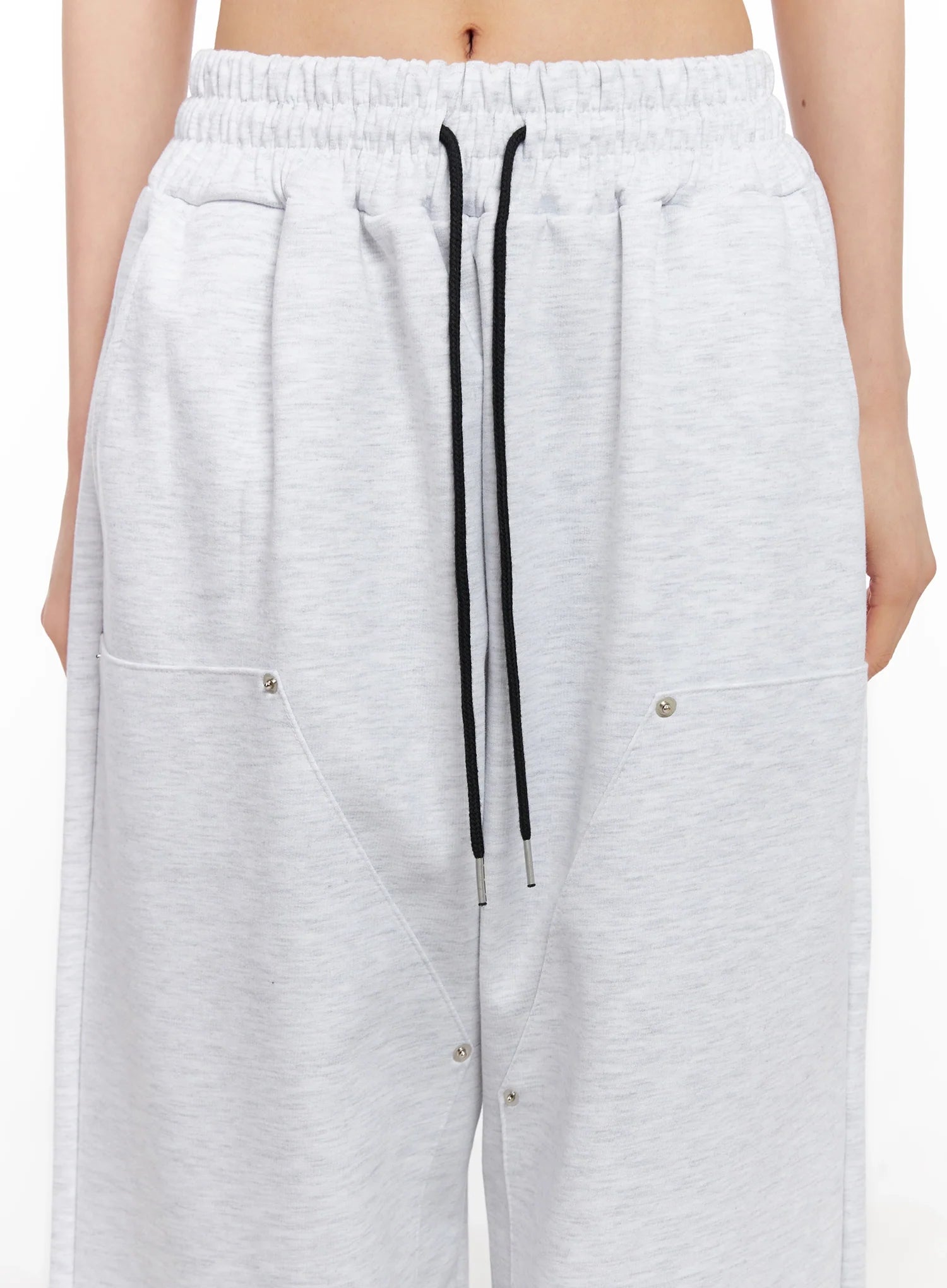 Wide-Leg Stud Accent Sweatpants IG508
