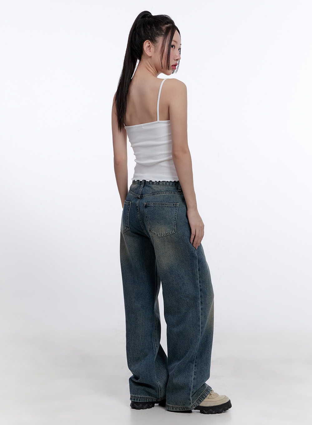 Lace-Trim Crop Tank Top CJ509