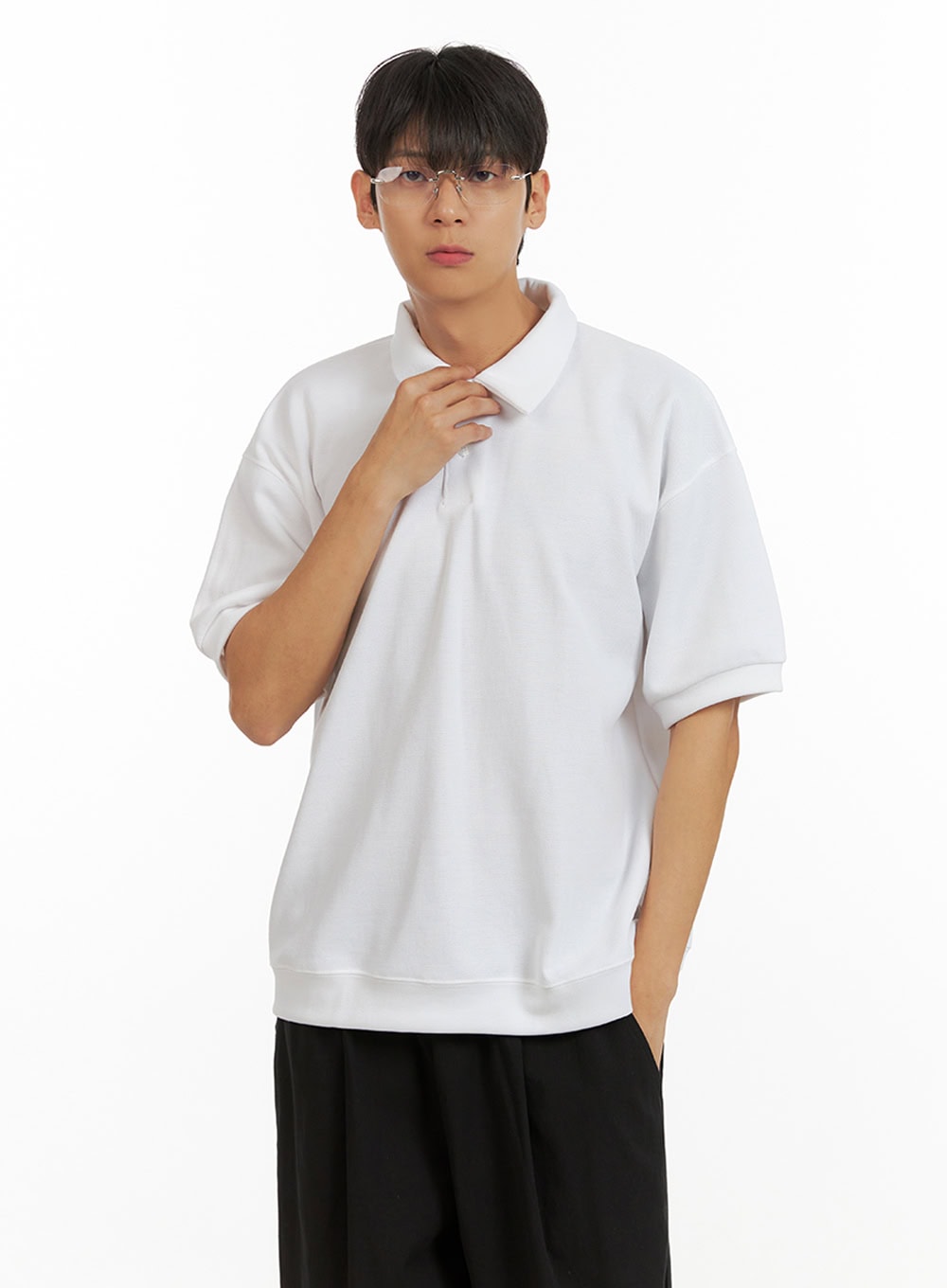 Men's Cotton Polo Top (White) IU418