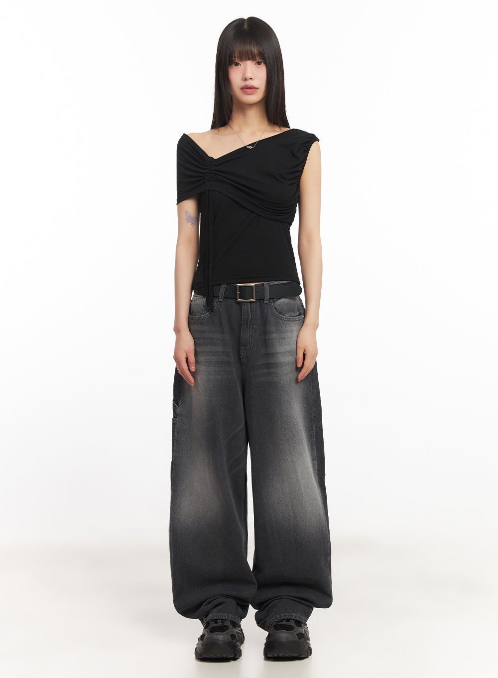 Ribbon One-Shoulder Crop Top IA528