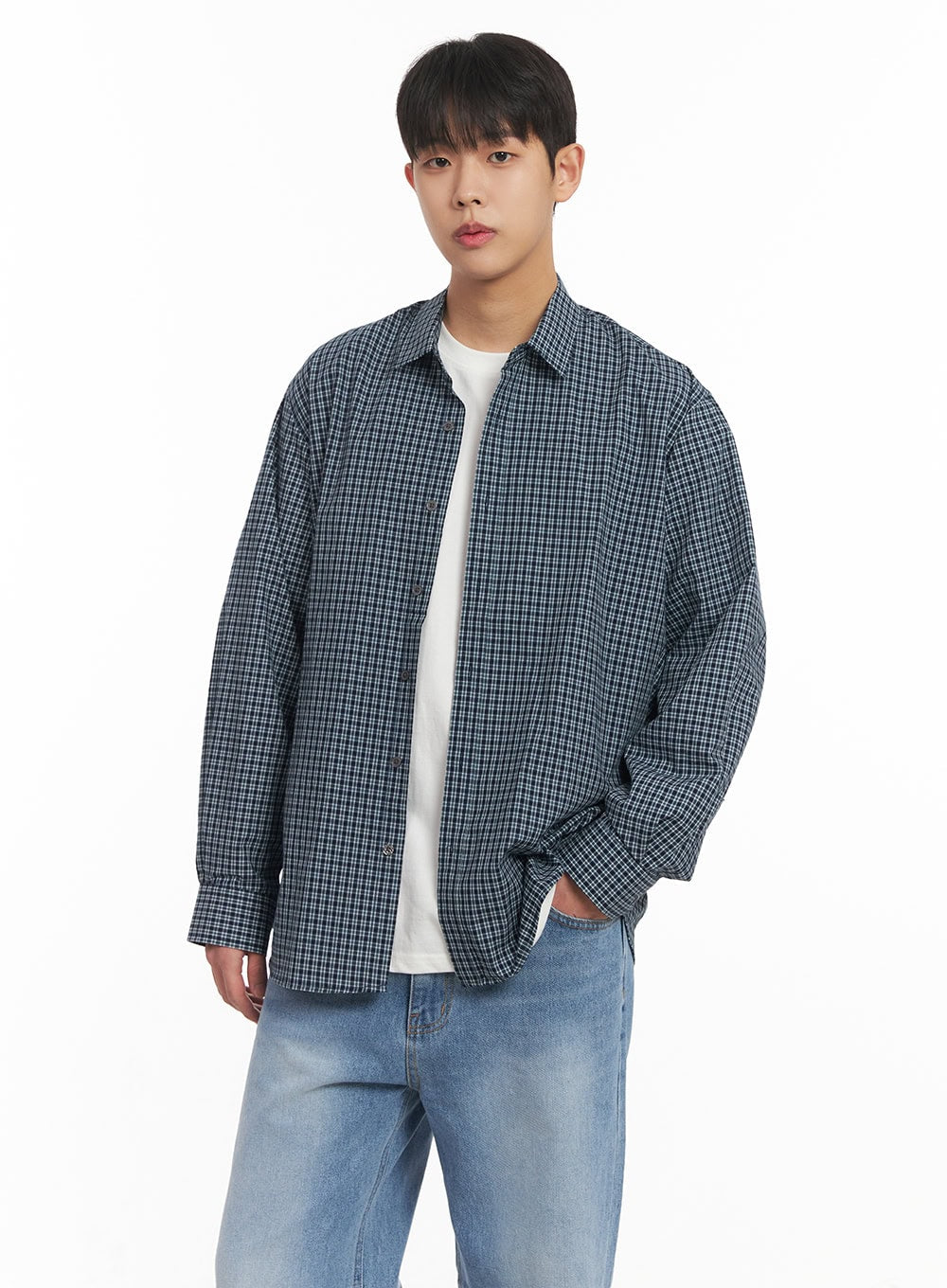 Men's Oversized Checkered Cotton Shirt IM517