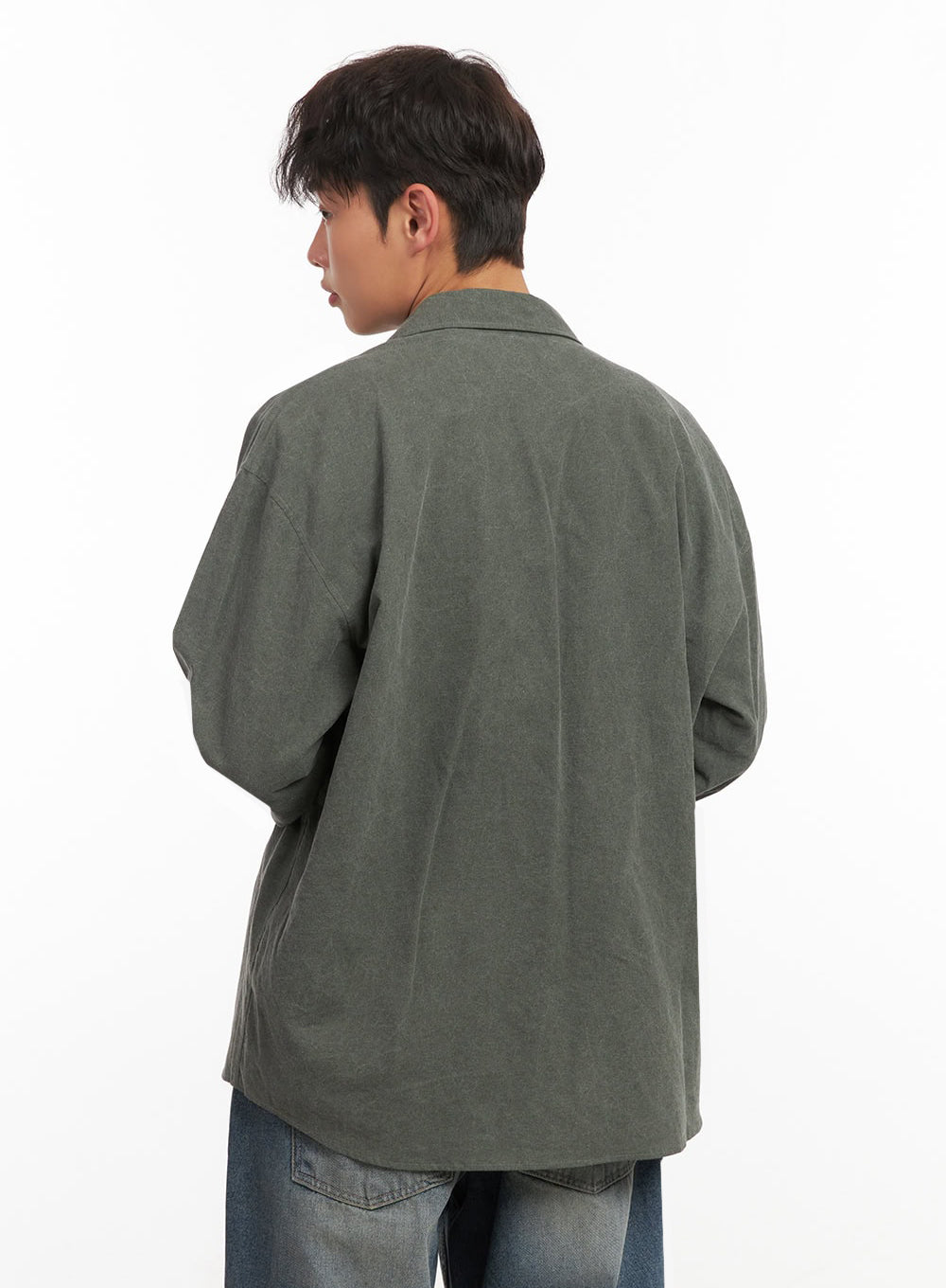 Men's Washed Oversized Collar Shirt ID427