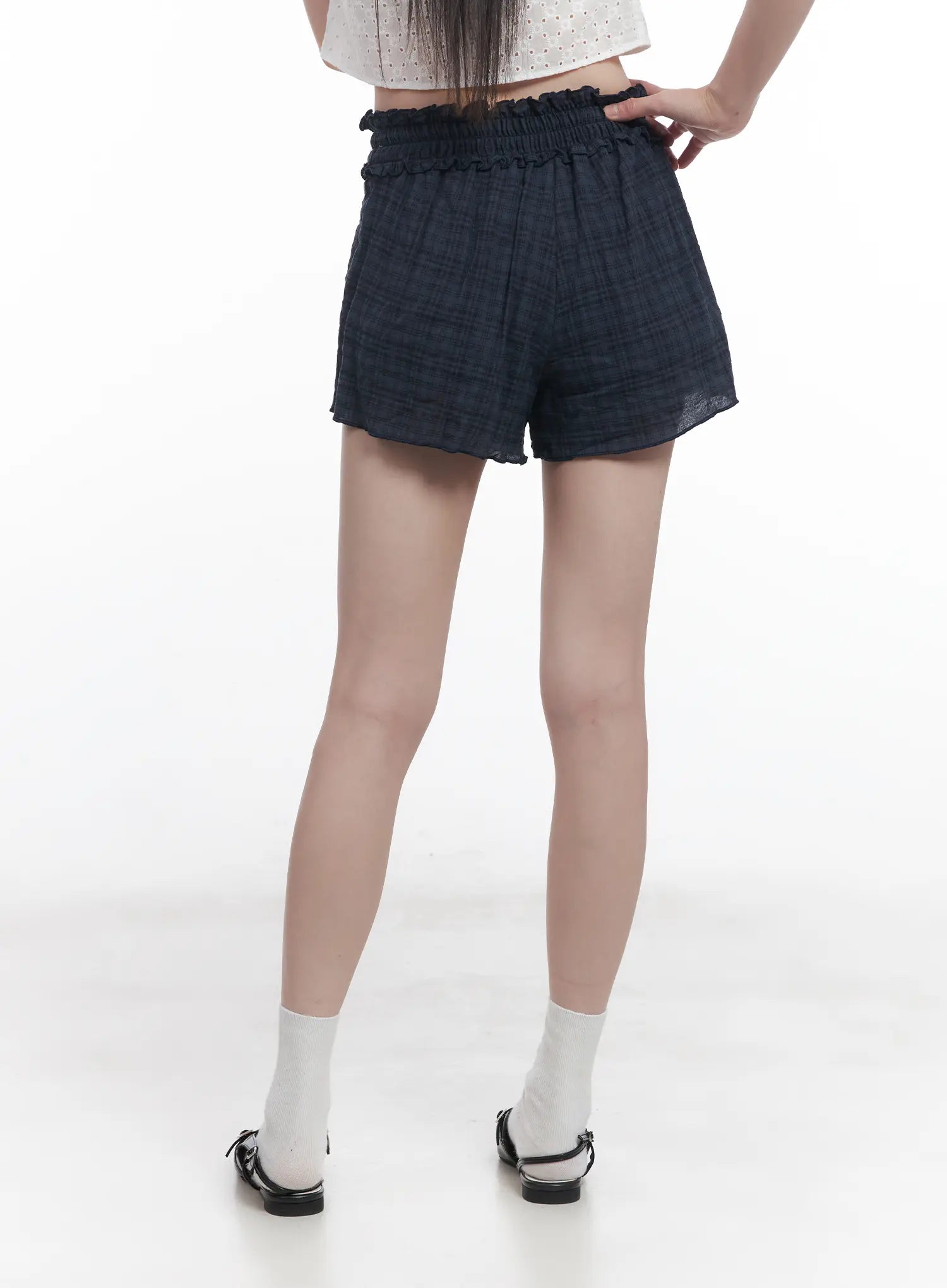 Plaid Print Frilly Shorts CU518