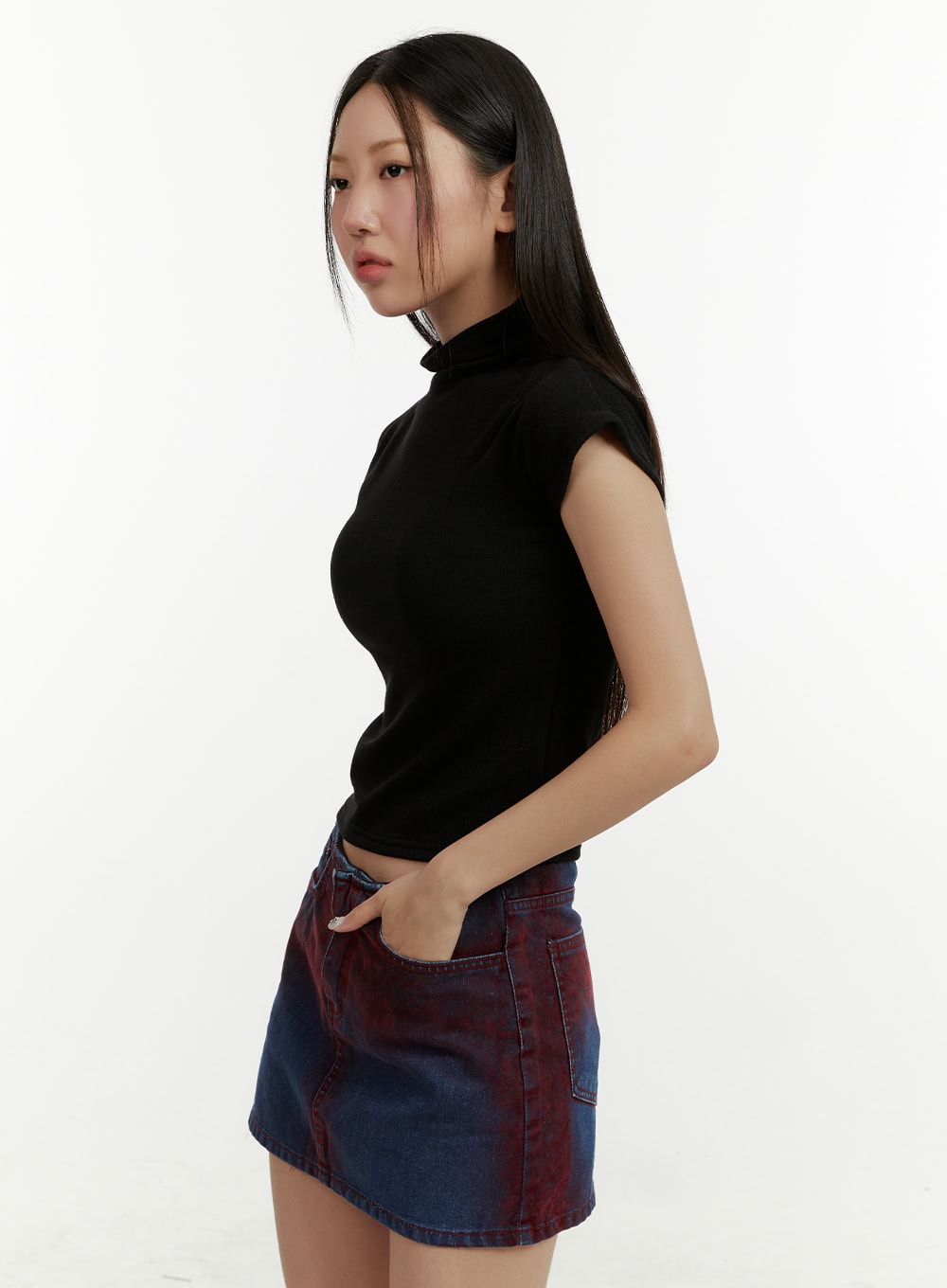Mock Neck Short Sleeve Crop Tee CY408