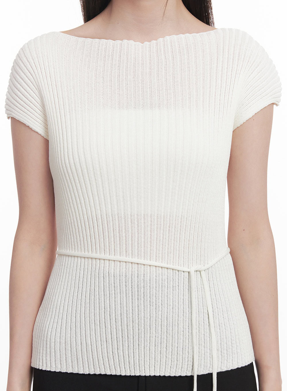 Ribbed String Knit Top IY508