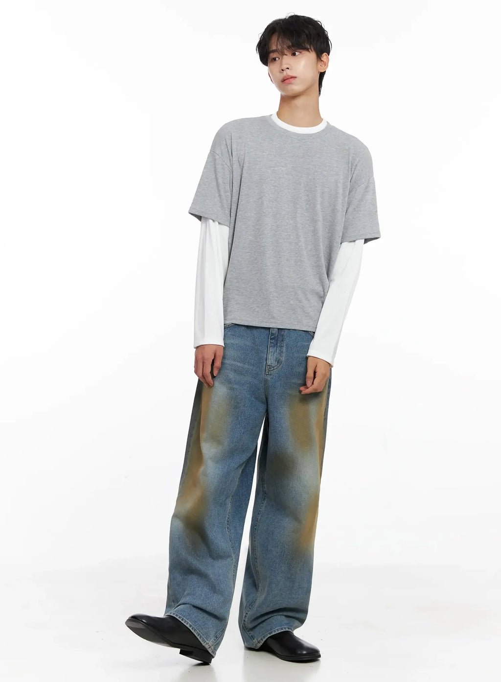 Men's Layered Semi-Crop T-Shirt IO516