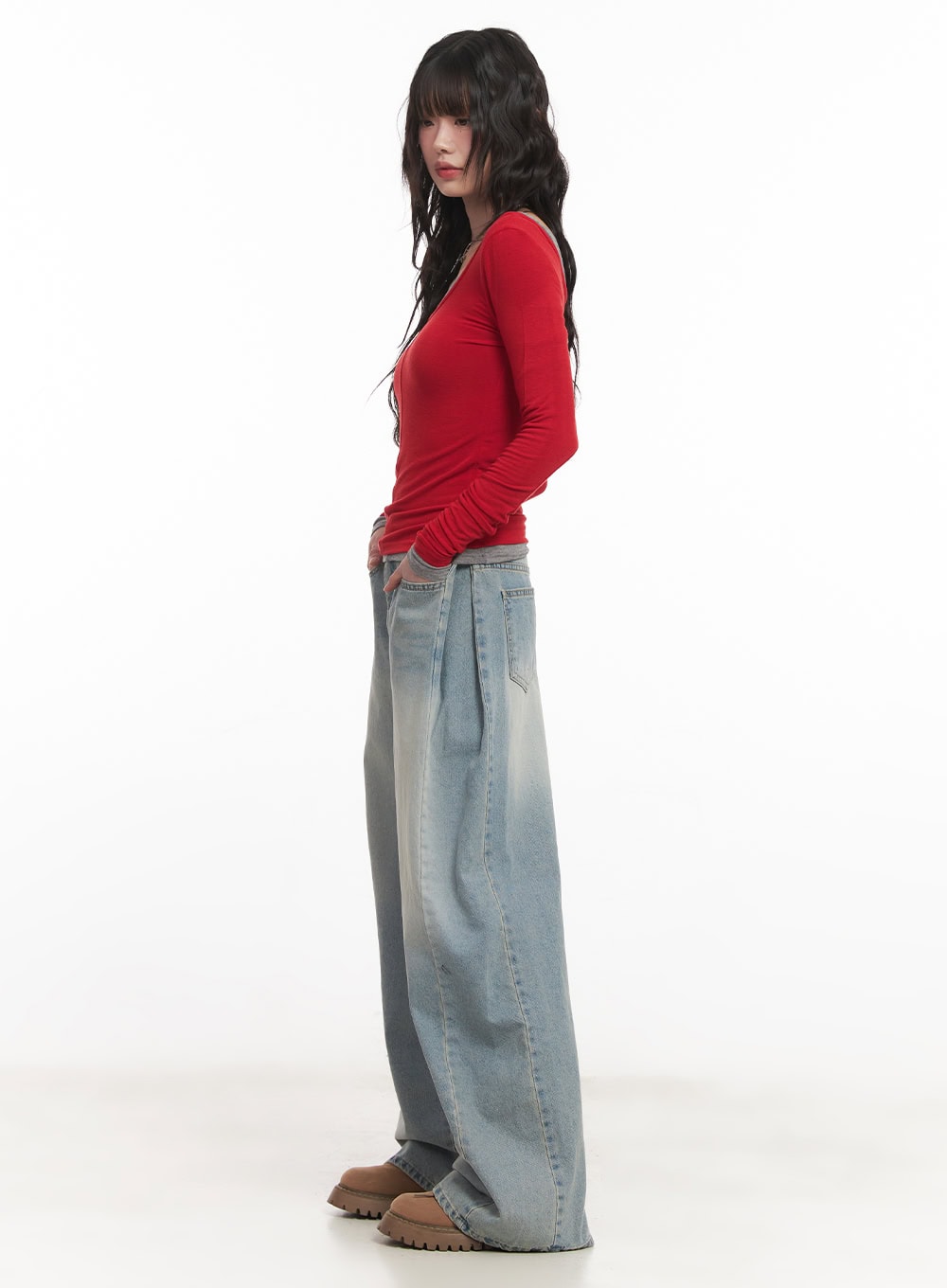 Wool-Blend One-Shoulder Long Sleeve Top CM520