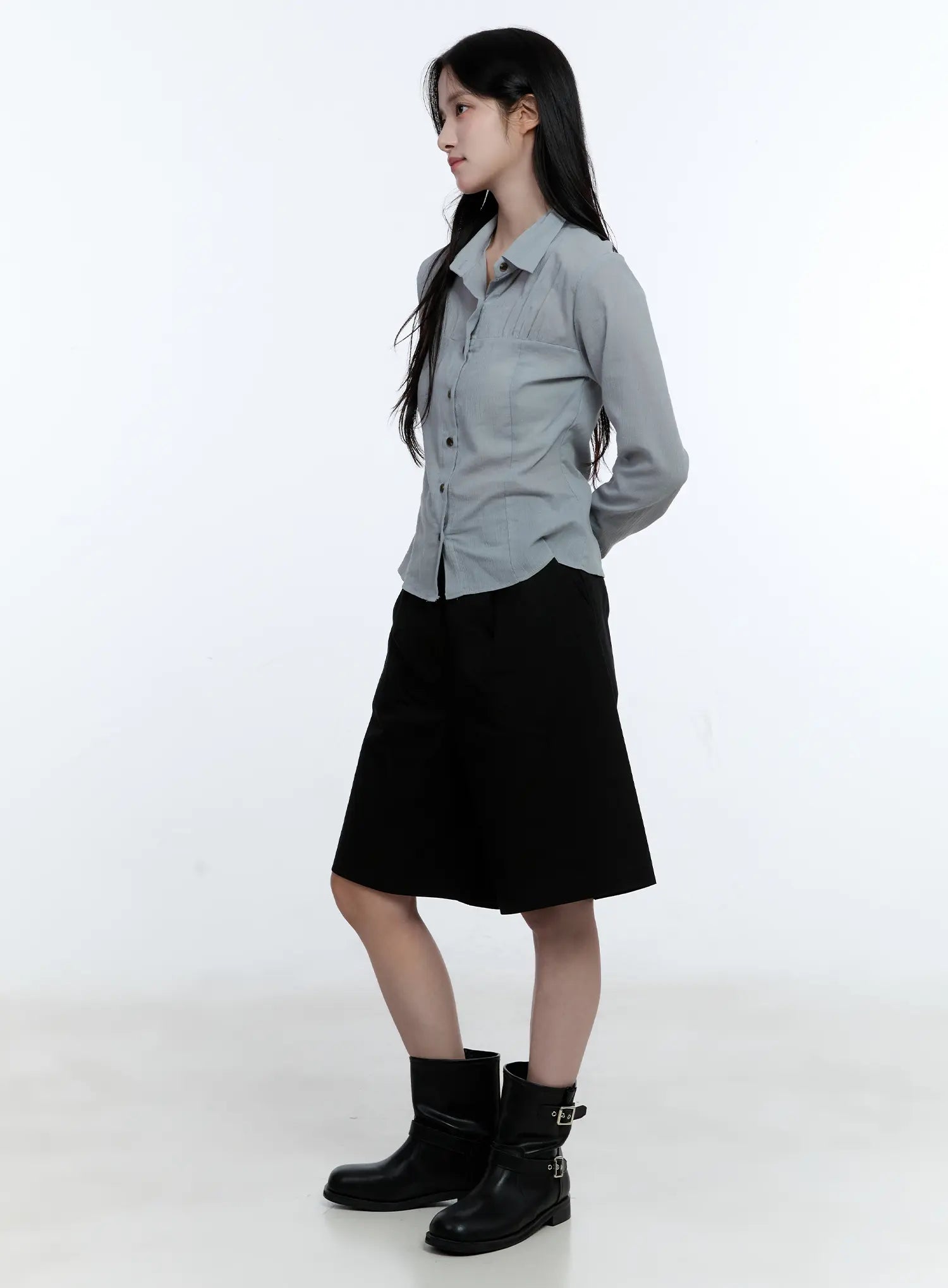 Collared Shirred Blouse CG513