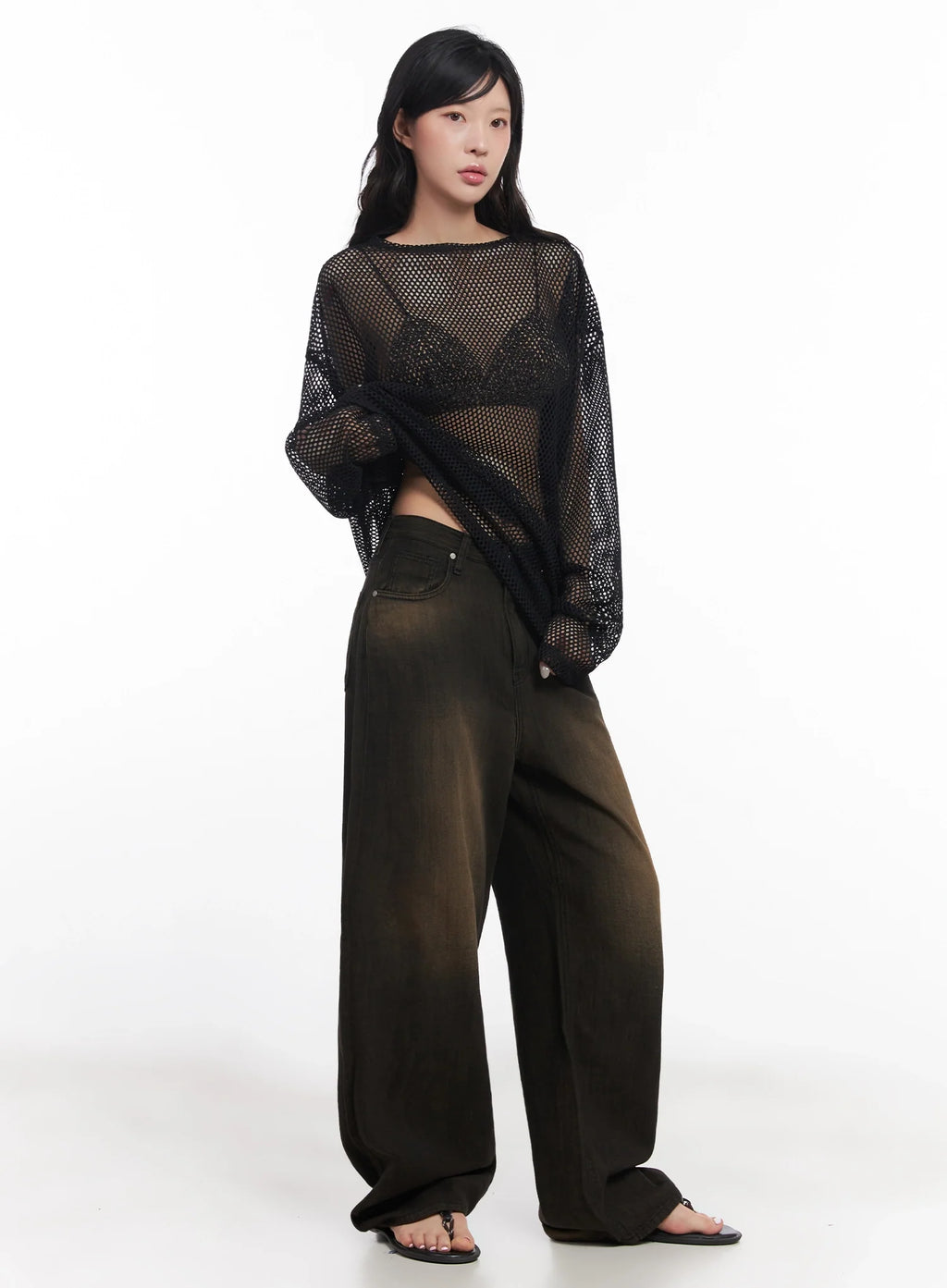 Moka Summer-Wash Wide-Leg Denim Pants IC503